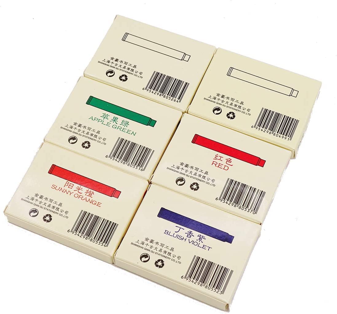 Jinhao 30 PCS Fountain Pen Ink Cartridges Refill Set – 6 Colors (Black, Blue, Green, Pink, Red, Orange) - Image 3