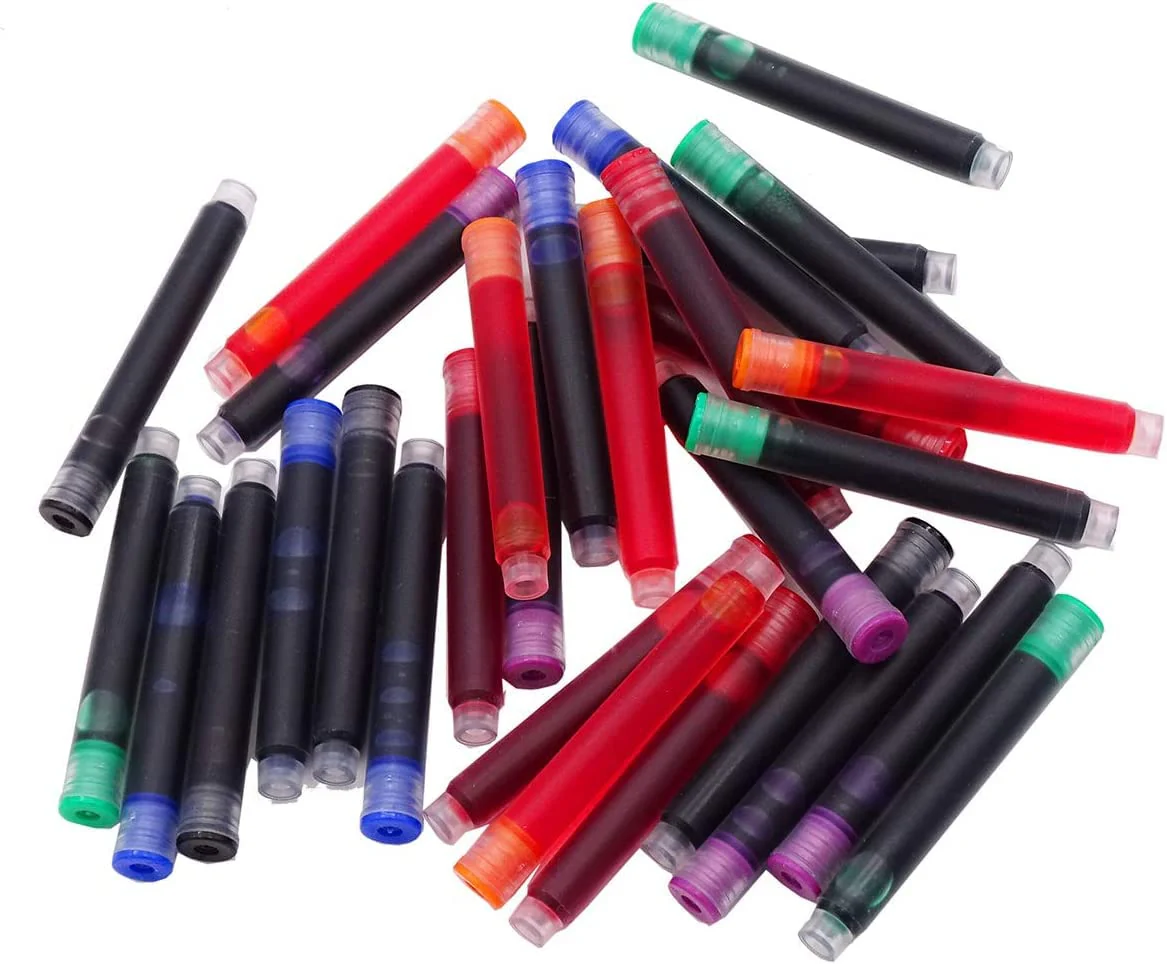 Jinhao 30 PCS Fountain Pen Ink Cartridges Refill Set – 6 Colors (Black, Blue, Green, Pink, Red, Orange) - Image 5
