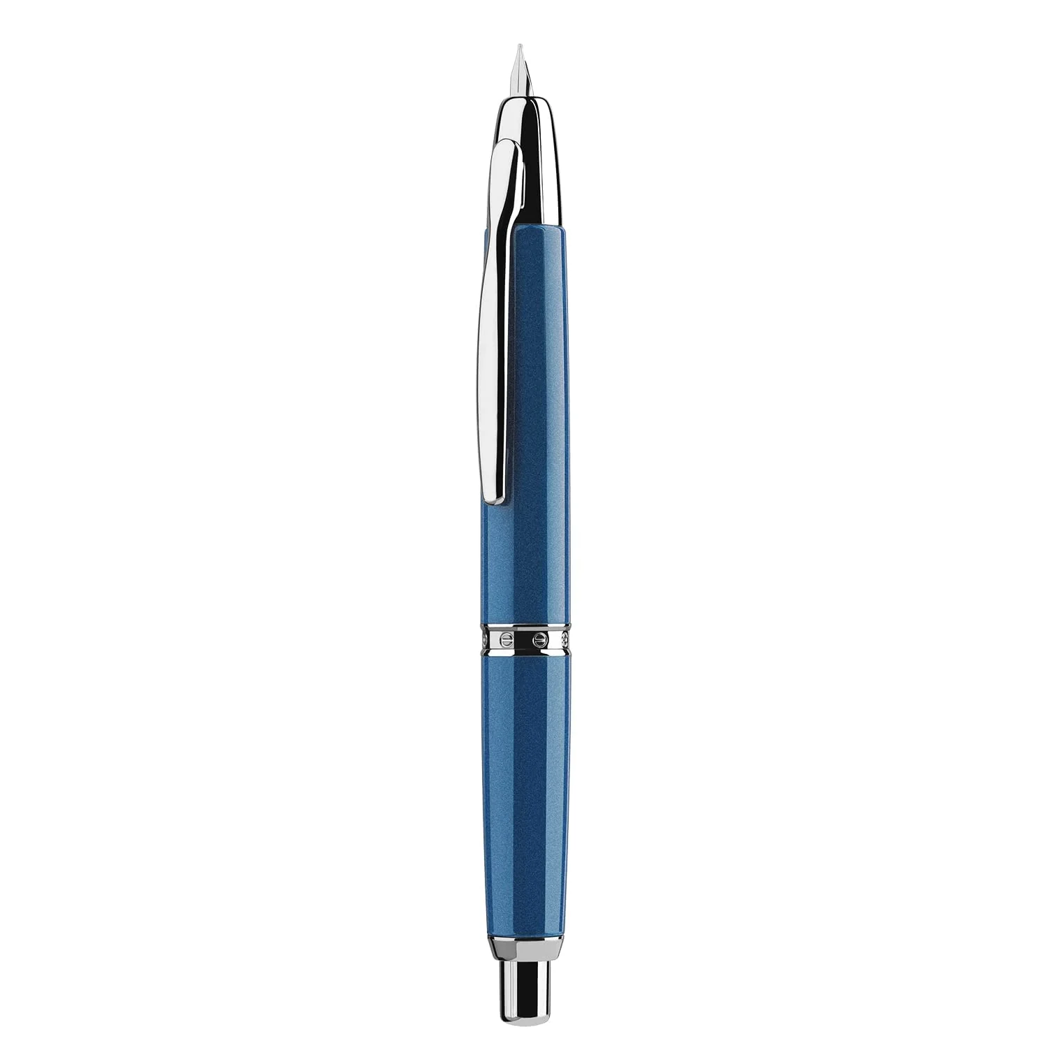 Moonman A1 Press Fountain Pen, Retractable Extra Fine Nib Metal Blue Writing Pen with Box (with Clip Version) - Image 2