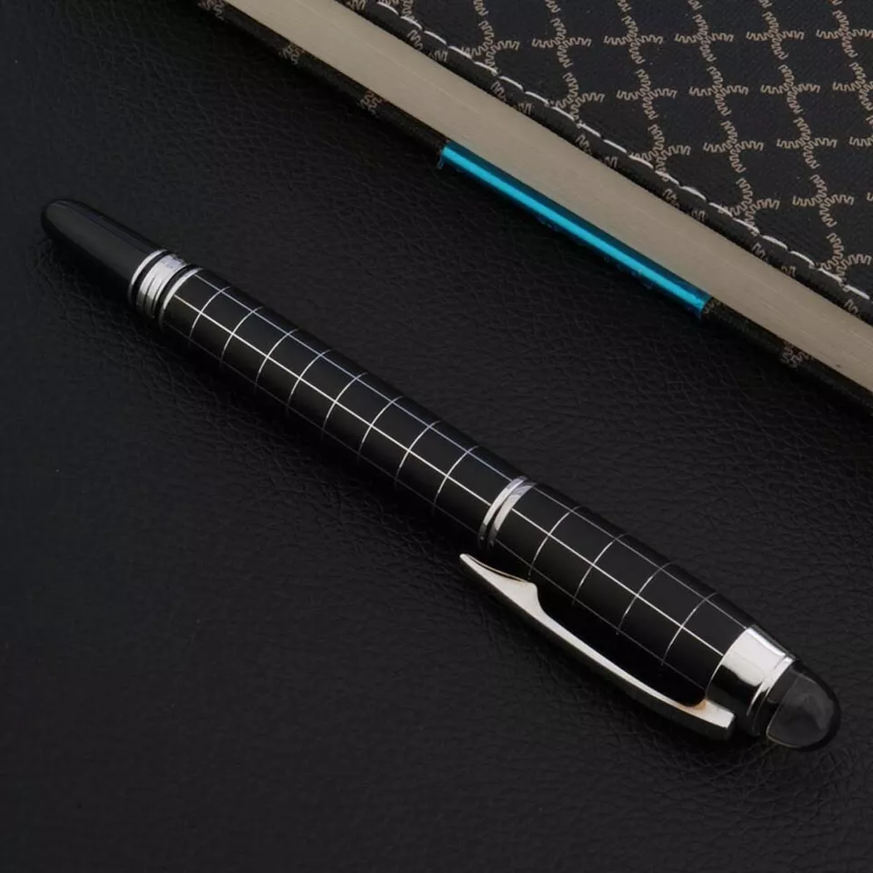 Baoer 79 Starwalker Cross Line Fountain Pen Silver Trim Checked – Medium Nib, Smooth Writing for Office Use - Image 4