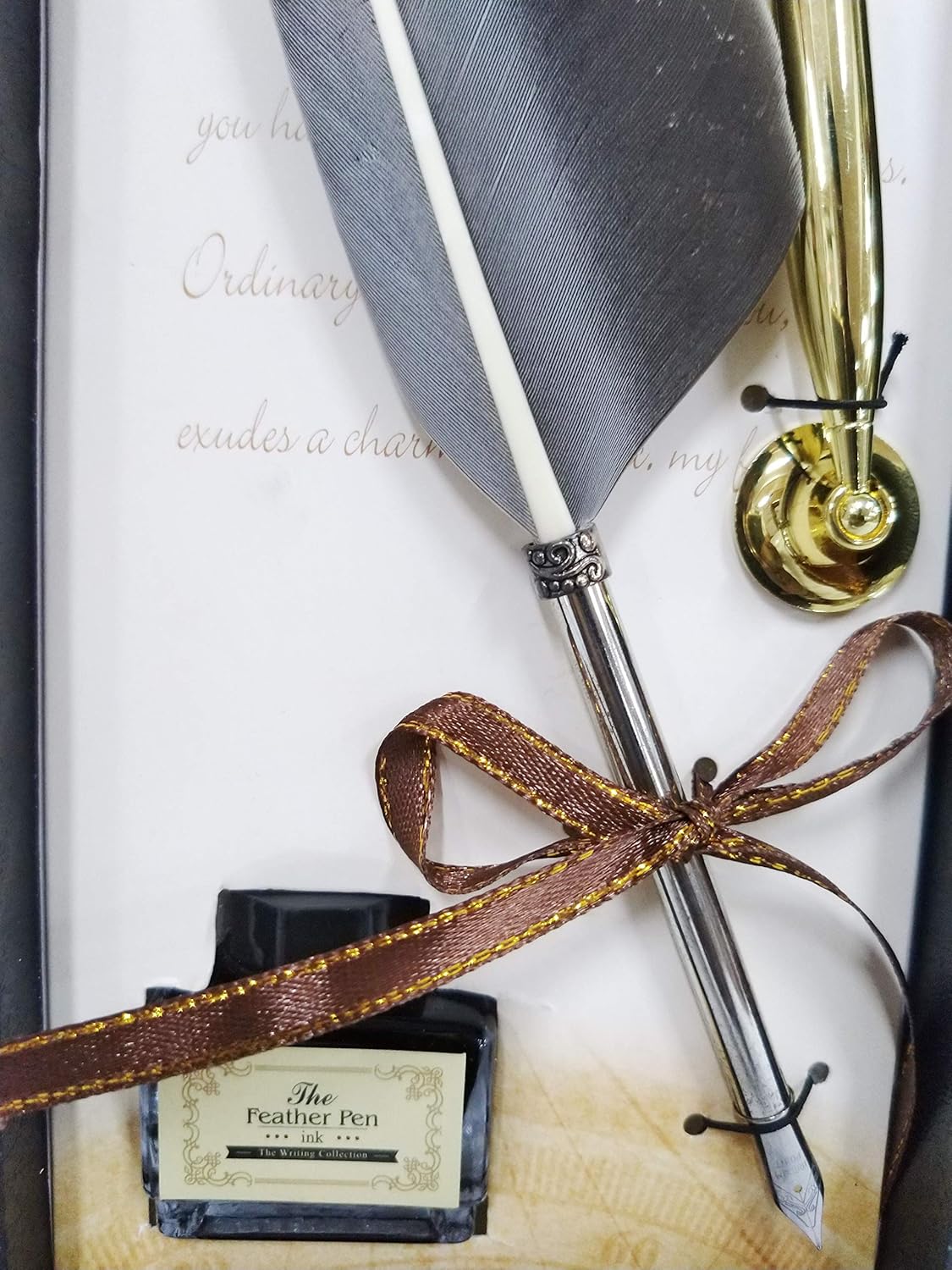 Calligraphy Feather Dip Quill Pen Writing Ink Set – Antique Feather Pen with 5 Nibs, Ink Bottle & Pen Holder – Elegant Stationery Gift Box (Green / Violet / Black) - Image 6