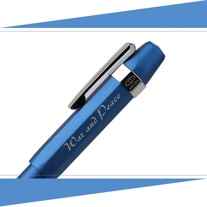 Delike Alpha Fountain Pen with Clip & Converter – Blue (Fine & Bent Nib) - Image 3