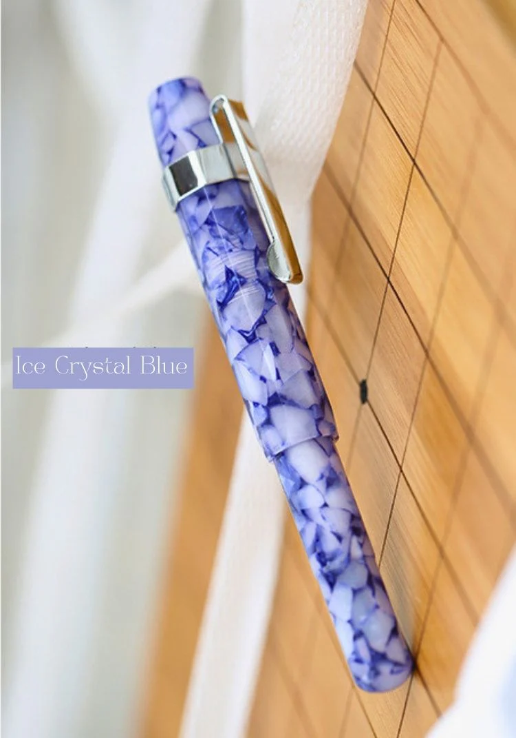 Delike Alpha Resin Fountain Pen – Extra Fine Nib 0.38mm (Ice Crystal Blue) - Image 2