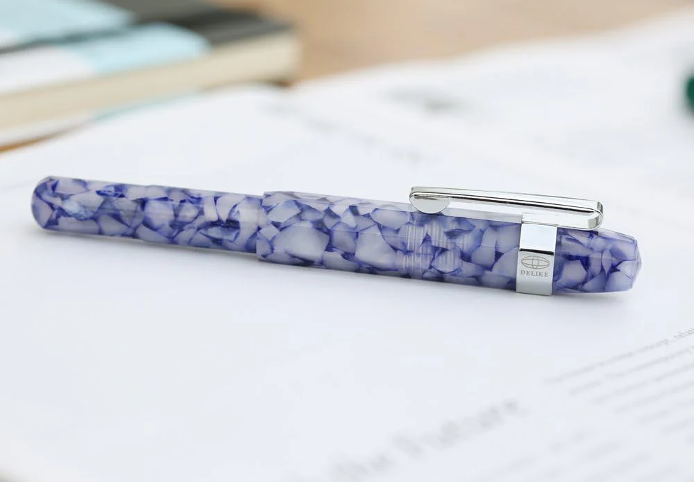 Delike Alpha Resin Fountain Pen – Extra Fine Nib 0.38mm (Ice Crystal Blue) - Image 3