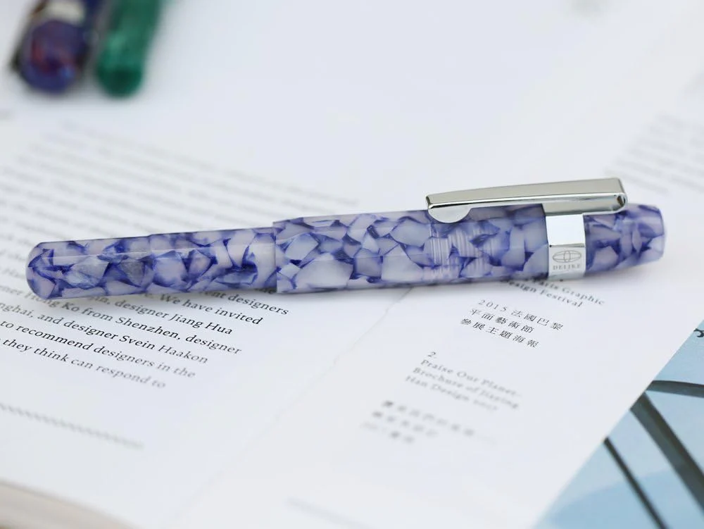 Delike Alpha Resin Fountain Pen – Extra Fine Nib 0.38mm (Ice Crystal Blue) - Image 4