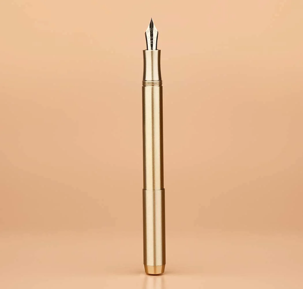 Delike Brass Fountain Pen – Fine Nib, Bullet Shape, Pocket-Sized Travel Pen - Image 4