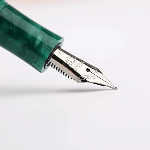 Delike Fountain Pen Bent Nib Fude Pen Colorful Celluloid Gift Pen Mini Green - Image 2