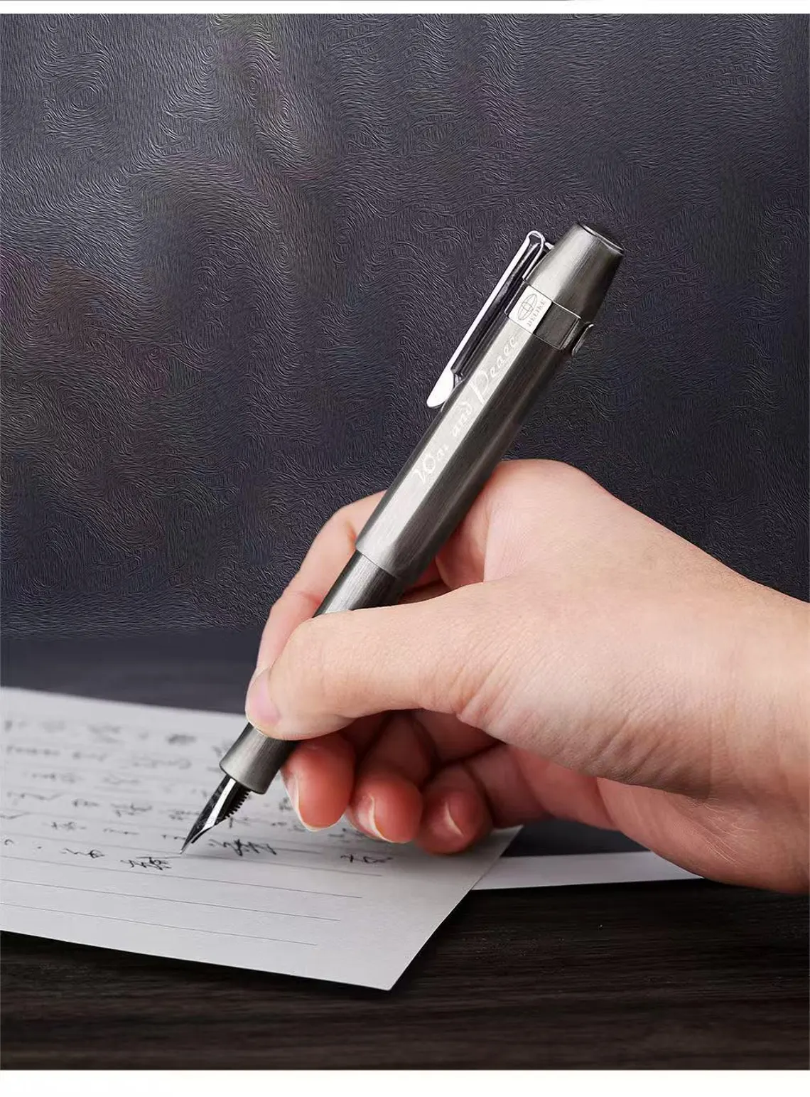 Delike Vintage Solid Steel Fountain Pen – Compact Travel Pocket Pen with Fine & Bent Nib Options, Rotating Ink Cartridge System - Image 3