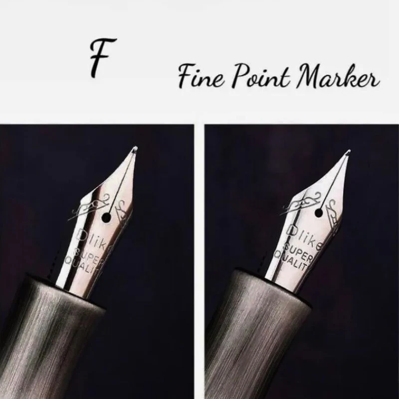 Delike Vintage Solid Steel Fountain Pen – Compact Travel Pocket Pen with Fine & Bent Nib Options, Rotating Ink Cartridge System - Image 4