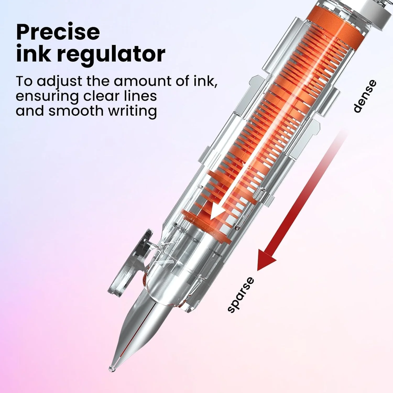 Dian Shi 1784 – Retractable Fountain Pen with 0.38mm Extra Fine Nib – Smooth Writing, 5 Blue Ink Refills (Peach) - Image 3