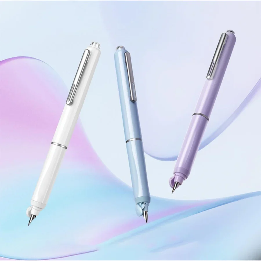 Dian Shi 1784 – Retractable Fountain Pen with 0.38mm Extra Fine Nib – Smooth Writing, 5 Blue Ink Refills (Lavender) - Image 6