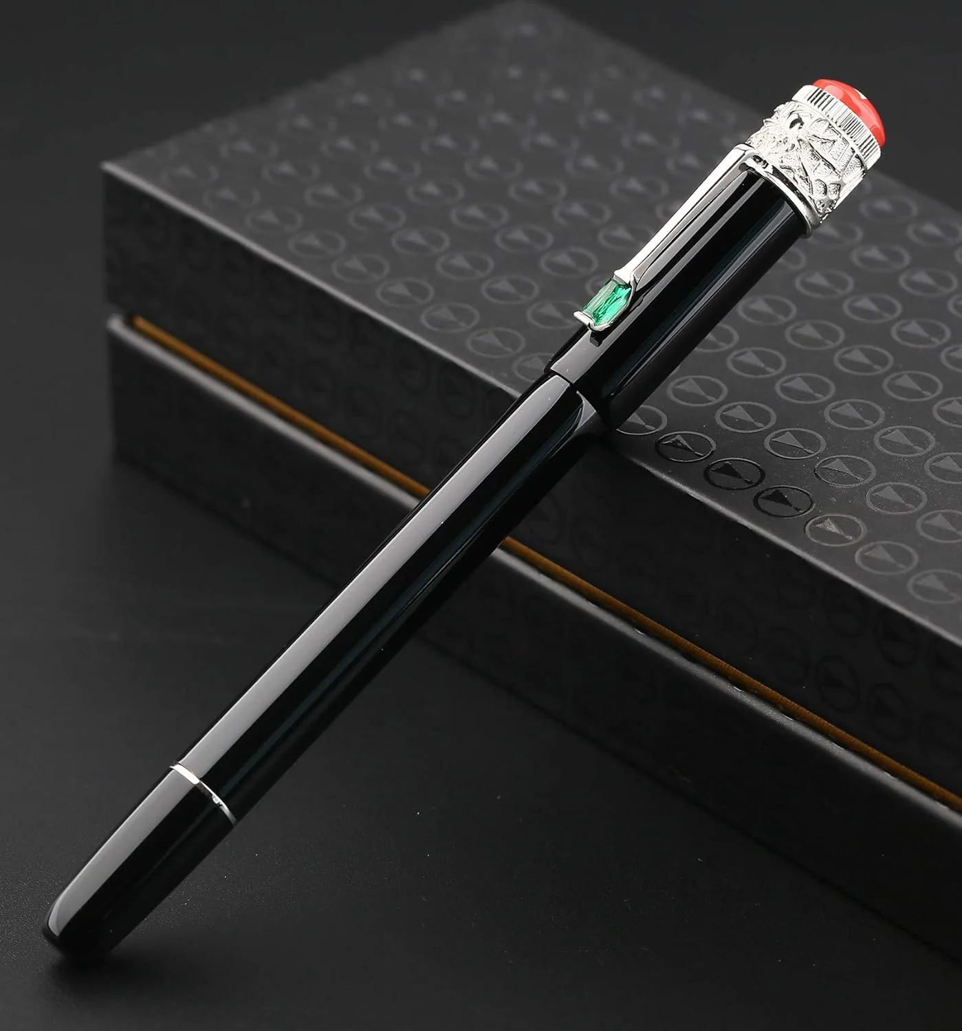 Moonman F9S Piston Fountain Pen Spider Pen Cap with Box, Black Metal Resin Writing Pen - Image 2