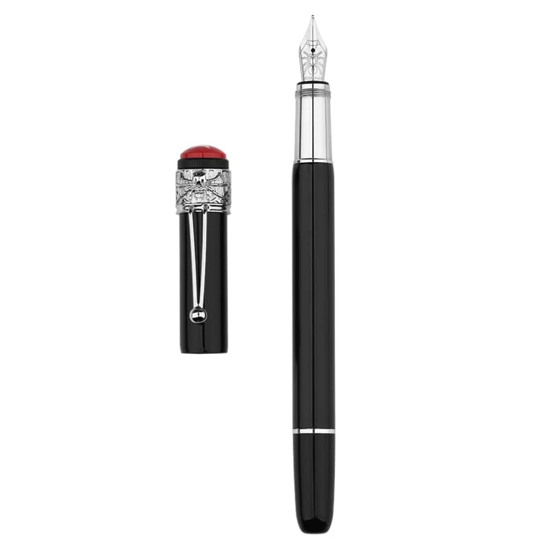 Moonman F9S Piston Fountain Pen Spider Pen Cap with Box, Black Metal Resin Writing Pen - Image 4