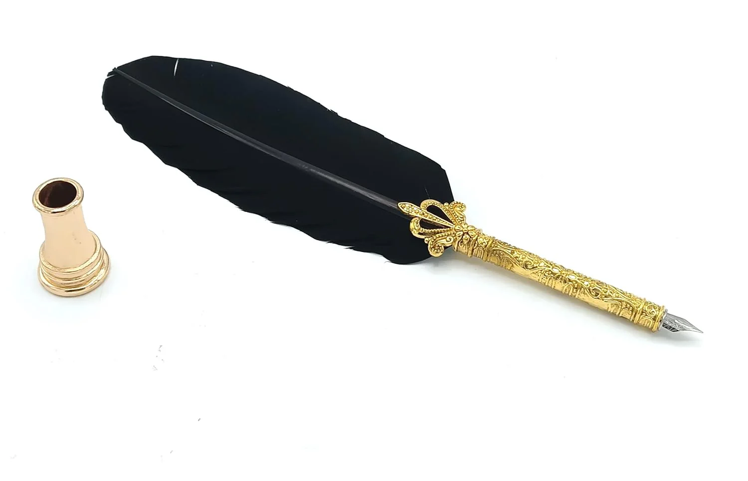 Feather Pen Quill Pen and Ink Set – Antique Calligraphy Dip Pen with 5 Extra Nibs, Refillable Ink, Pen Stand for Writing, Drawing, Signatures, Wedding & Birthday Gifts (Black) - Image 3
