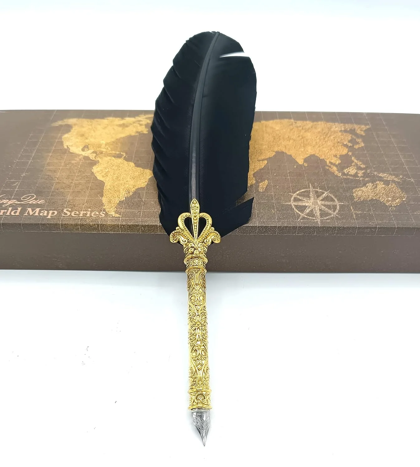 Feather Pen Quill Pen and Ink Set – Antique Calligraphy Dip Pen with 5 Extra Nibs, Refillable Ink, Pen Stand for Writing, Drawing, Signatures, Wedding & Birthday Gifts (Black) - Image 4