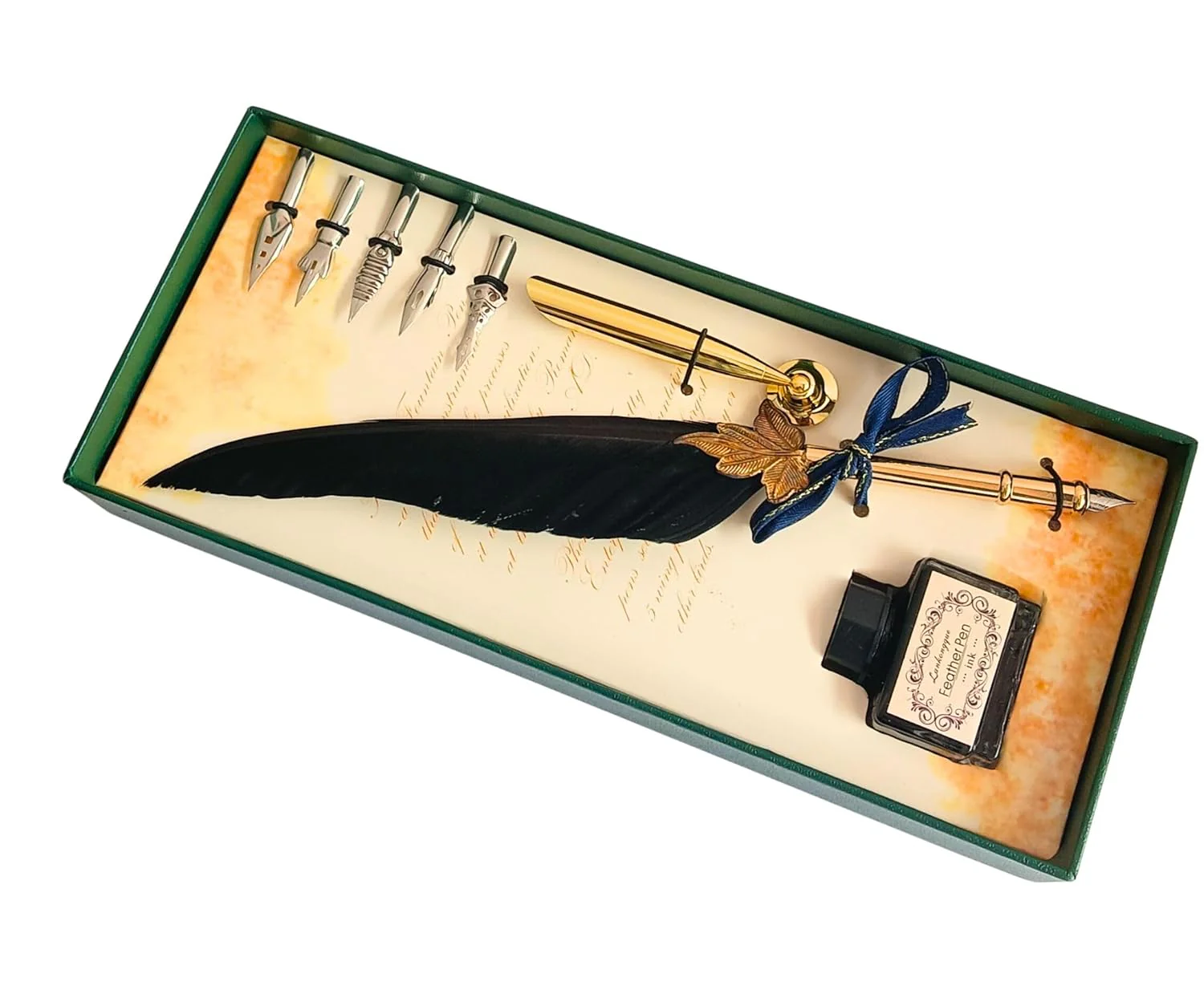 Feather Quill Pen and Ink Set – Antique Calligraphy Dip Pen with 5 Extra Nibs, Vintage Writing & Calligraphy Set - Image 11