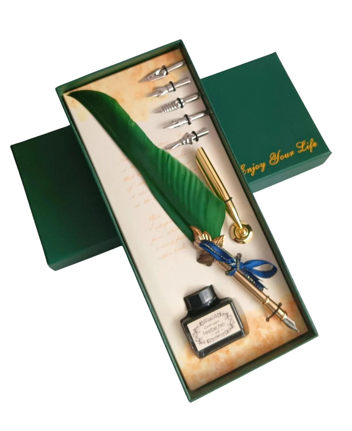 Feather Quill Pen and Ink Set – Antique Calligraphy Dip Pen with 5 Extra Nibs, Vintage Writing & Calligraphy Set - Image 13