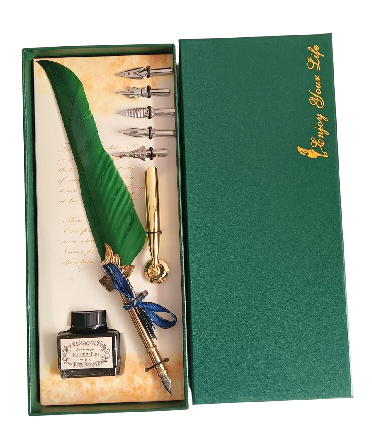 Feather Quill Pen and Ink Set – Antique Calligraphy Dip Pen with 5 Extra Nibs, Vintage Writing & Calligraphy Set - Image 16