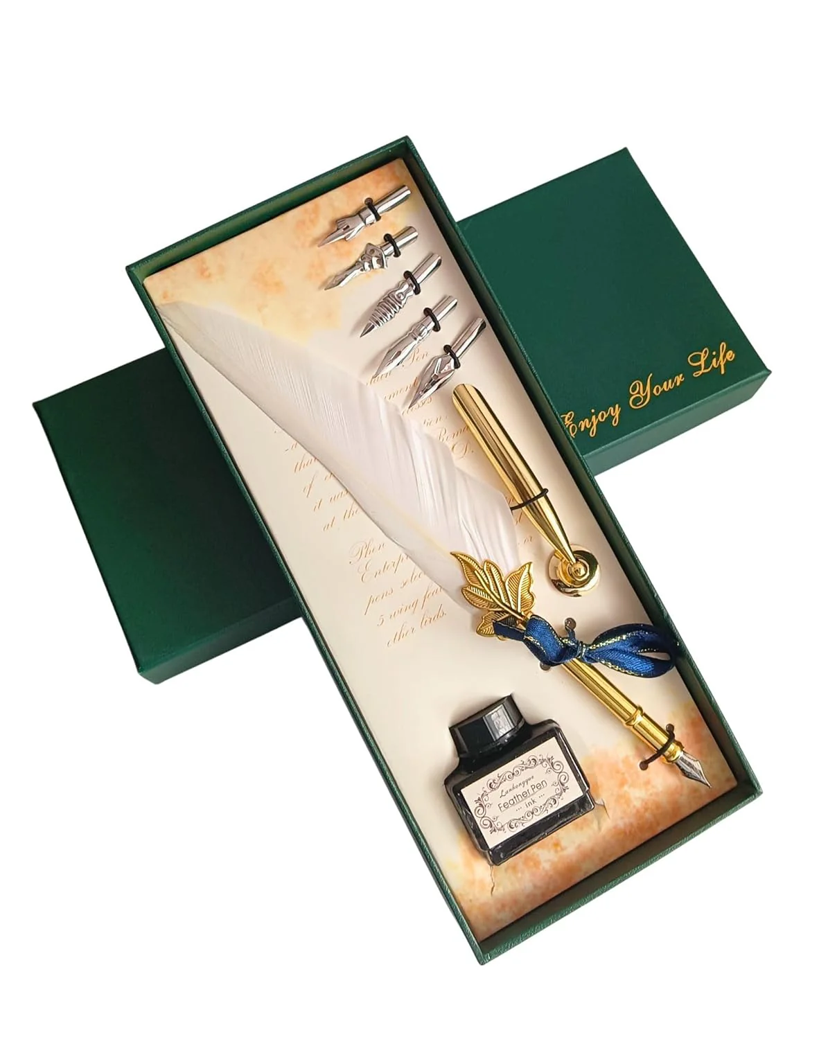 Feather Quill Pen and Ink Set – Antique Calligraphy Dip Pen with 5 Extra Nibs, Vintage Writing & Calligraphy Set - Image 17