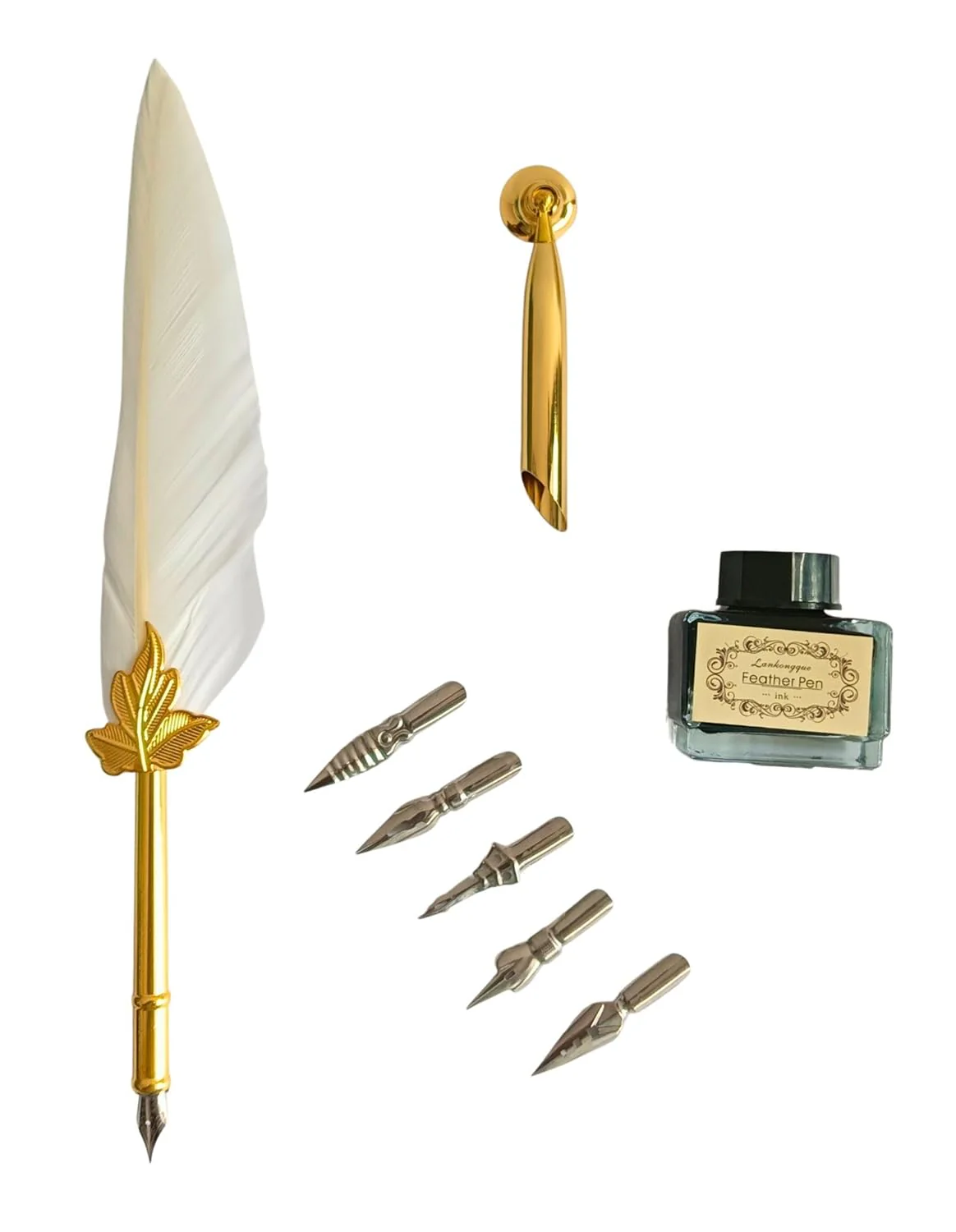 Feather Quill Pen and Ink Set – Antique Calligraphy Dip Pen with 5 Extra Nibs, Vintage Writing & Calligraphy Set - Image 18