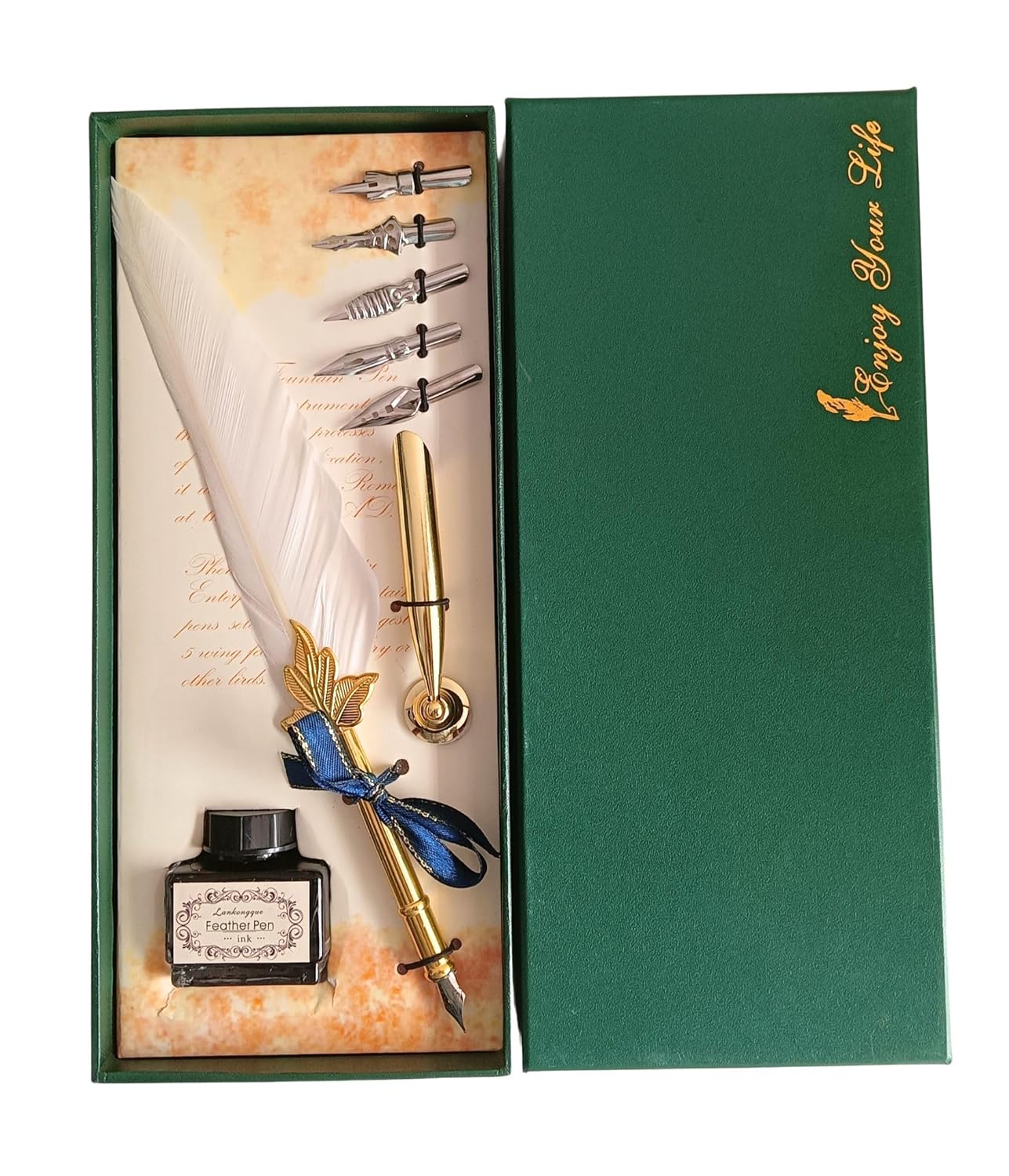 Feather Quill Pen and Ink Set – Antique Calligraphy Dip Pen with 5 Extra Nibs, Vintage Writing & Calligraphy Set - Image 20