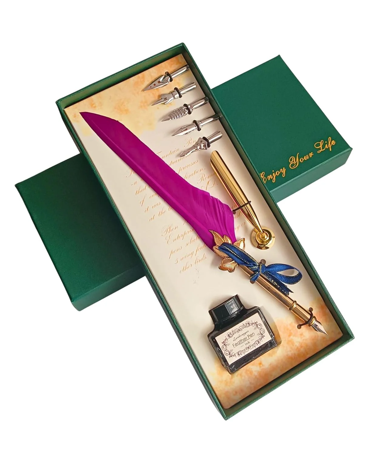 Feather Quill Pen and Ink Set – Antique Calligraphy Dip Pen with 5 Extra Nibs, Vintage Writing & Calligraphy Set - Image 21