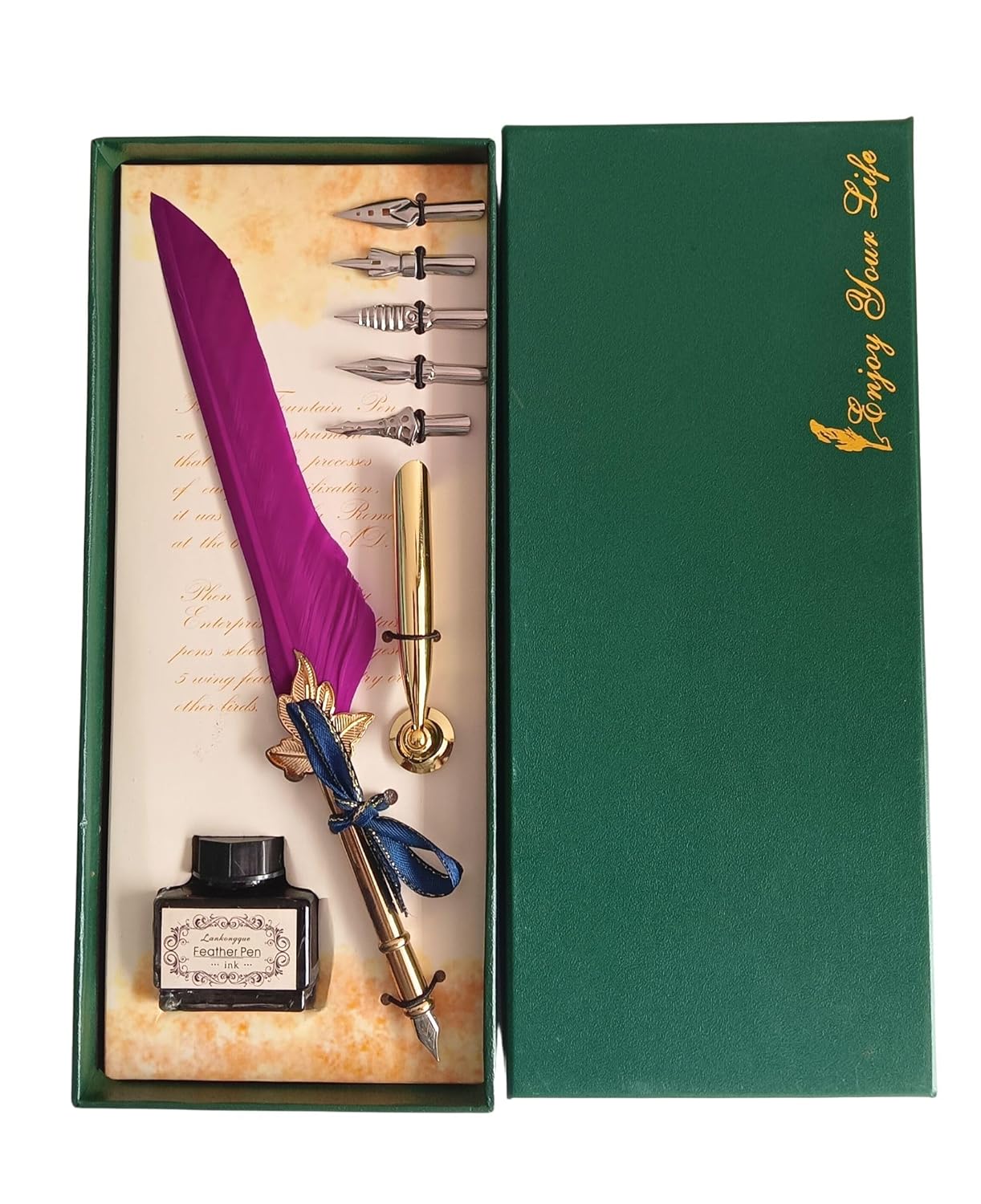 Feather Quill Pen and Ink Set – Antique Calligraphy Dip Pen with 5 Extra Nibs, Vintage Writing & Calligraphy Set - Image 24