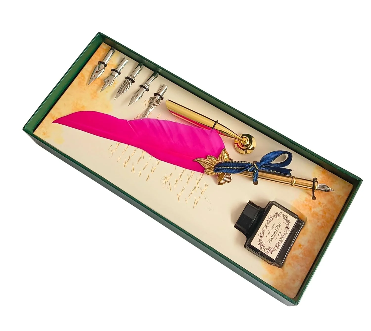 Feather Quill Pen and Ink Set – Antique Calligraphy Dip Pen with 5 Extra Nibs, Vintage Writing & Calligraphy Set - Image 3
