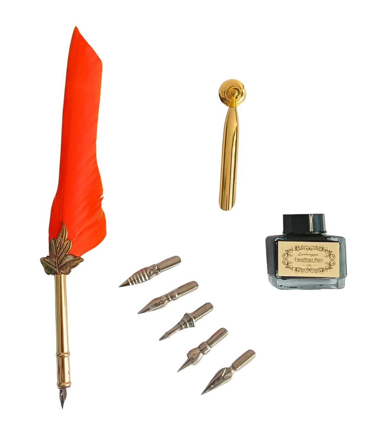 Feather Quill Pen and Ink Set – Antique Calligraphy Dip Pen with 5 Extra Nibs, Vintage Writing & Calligraphy Set - Image 6