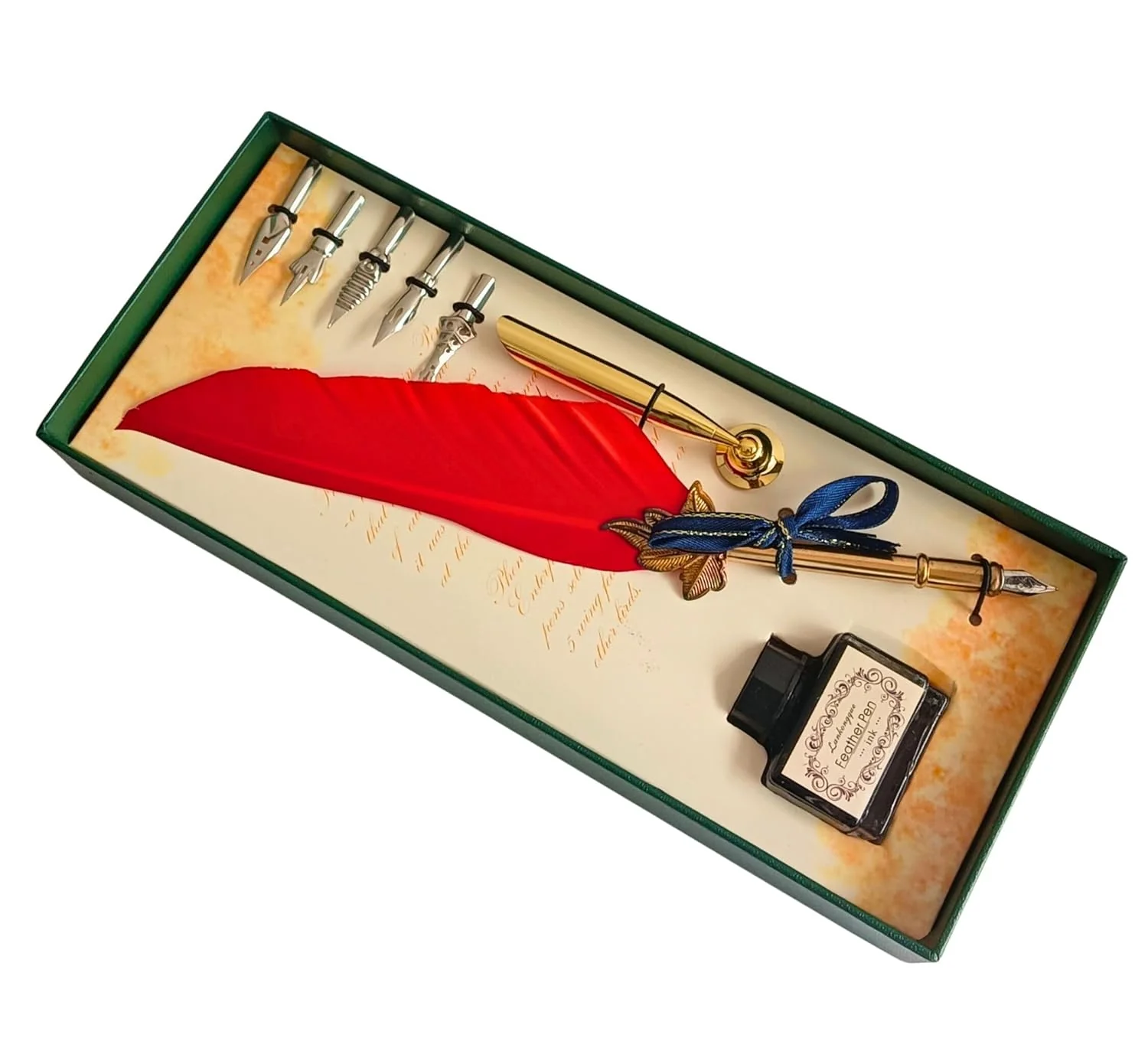 Feather Quill Pen and Ink Set – Antique Calligraphy Dip Pen with 5 Extra Nibs, Vintage Writing & Calligraphy Set - Image 7