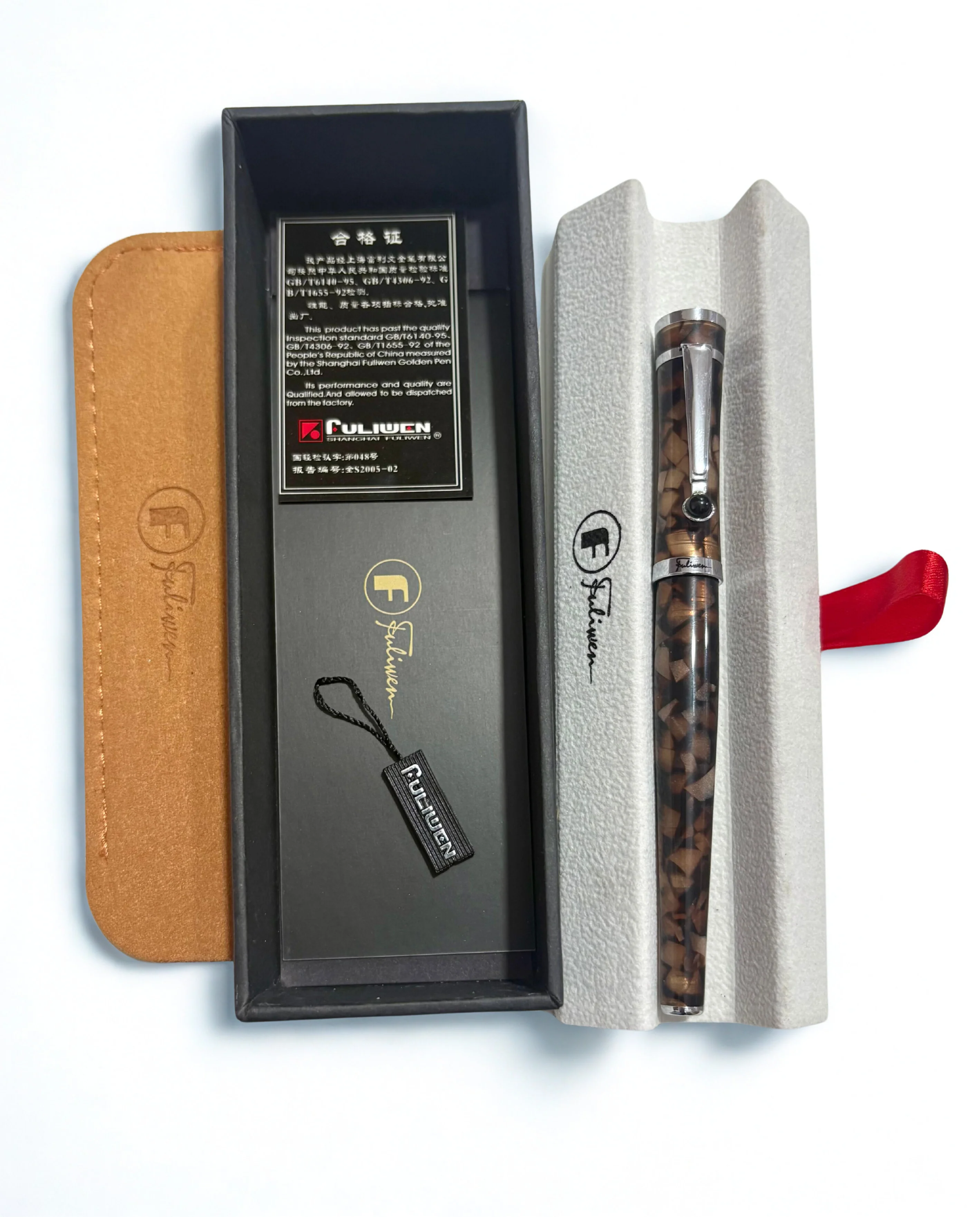 Fuliwen 2307 Resin Fountain Pen – Marble Body, Silver Trim, Smooth M Nib, Converter System - Image 7
