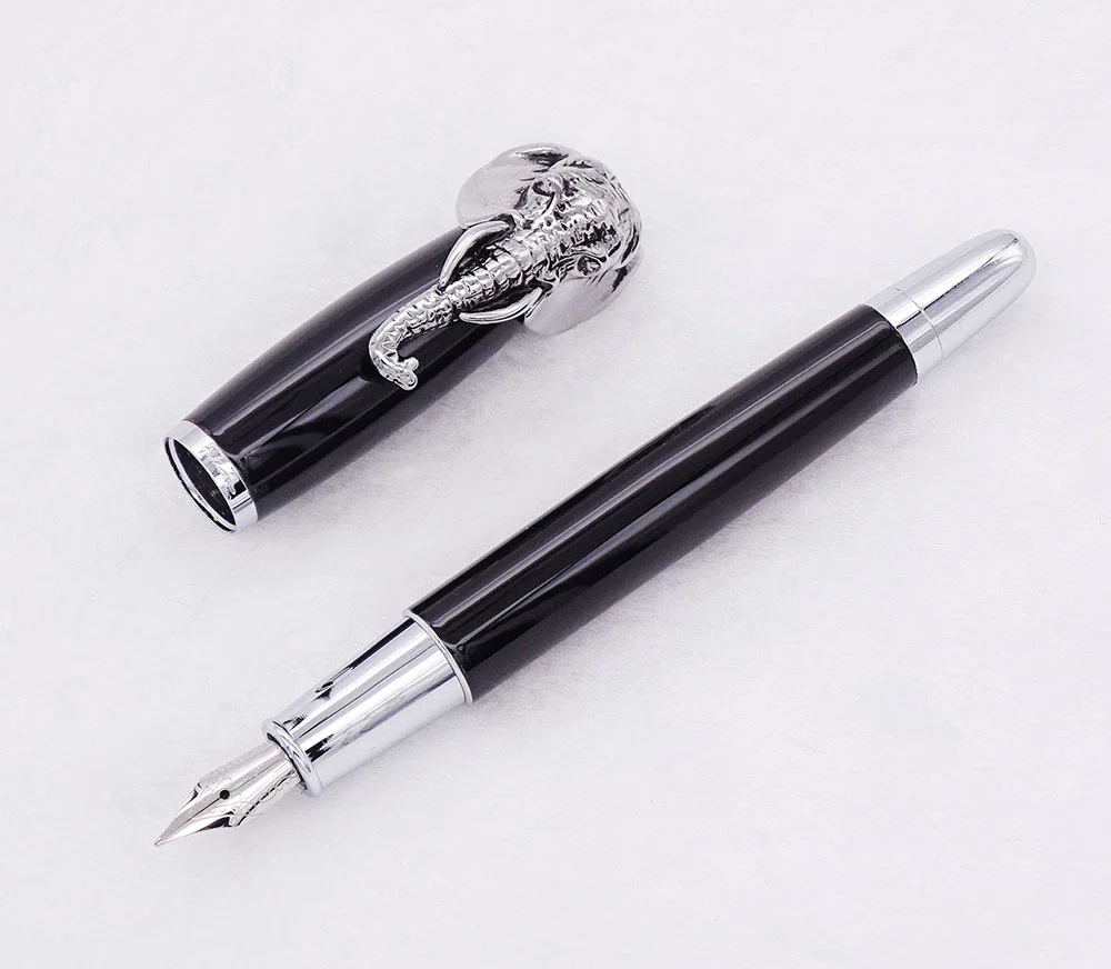 Fuliwen Elephant Cap Fountain Pen-Medium 0.7mm Nib, Push Cap, Vintage Metal 135mm Writing Pen for Office School Gifts - Image 4