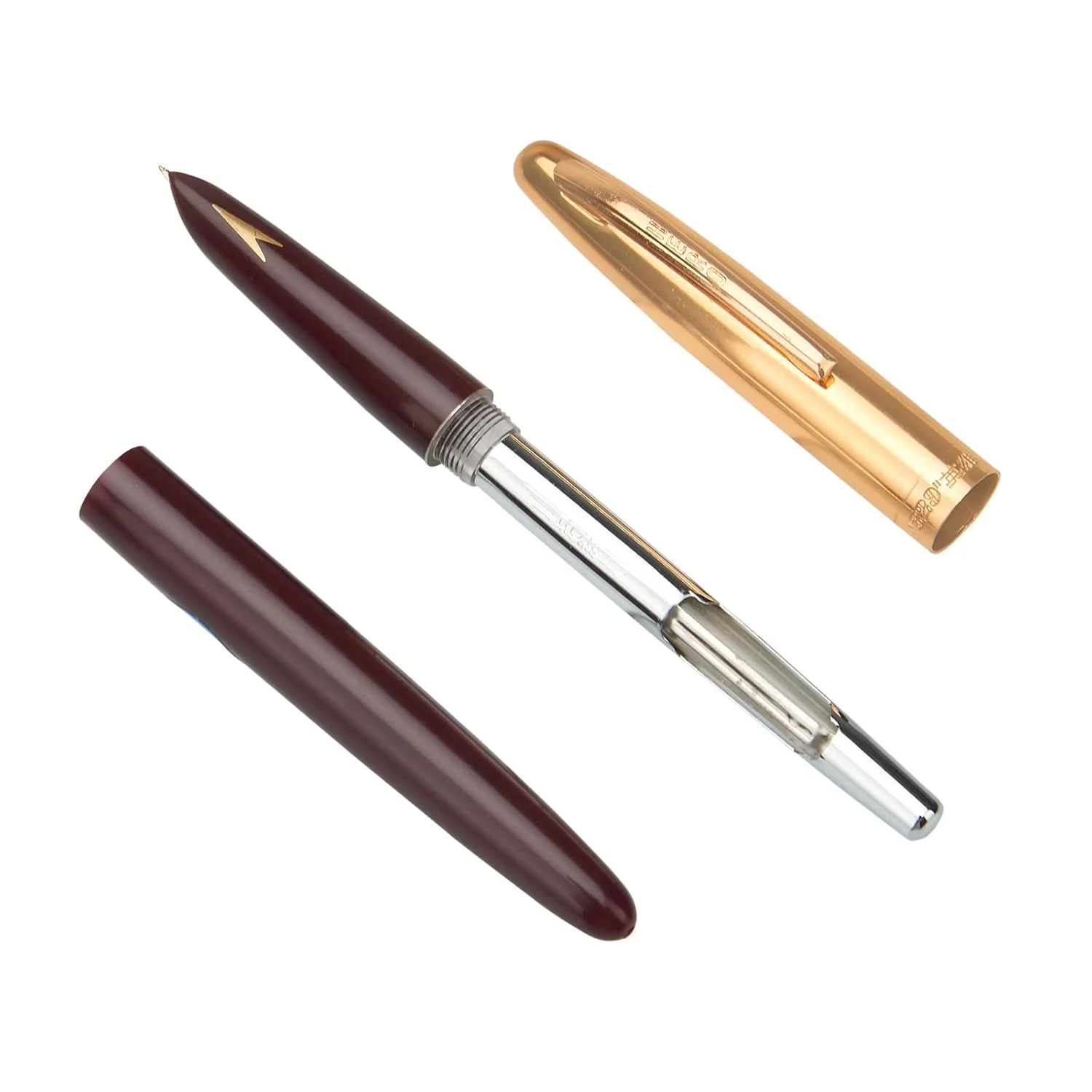 Hero 329 Original Fountain Pen with Iridium Nib – Gold Cap and Maroon Body - Image 3