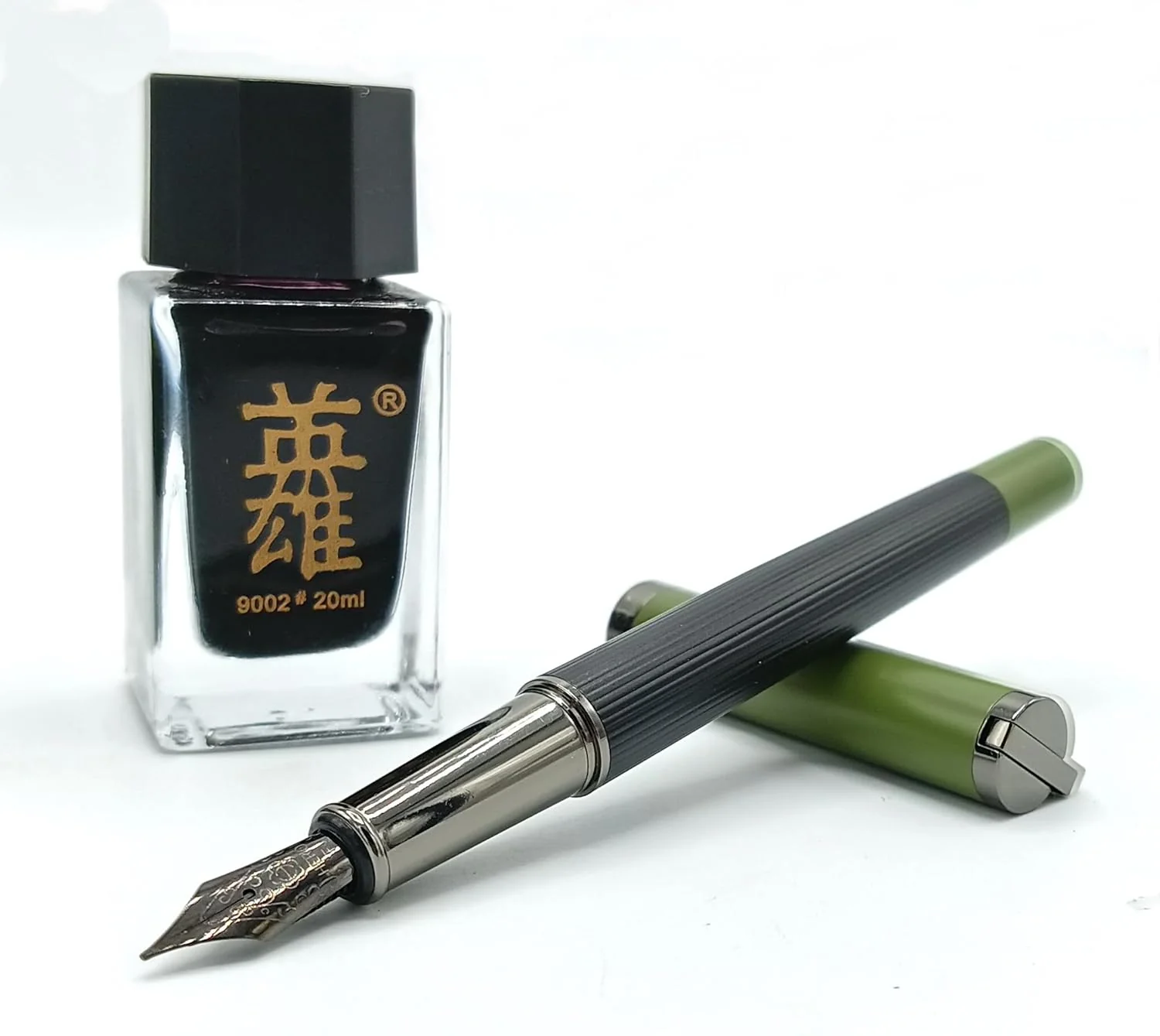 Hero 6192 Green Fountain Pen Set with Ink Bottle, Cartridges, Converter, and Premium Packaging – Fine Nib [Silver Chrome] - Image 5