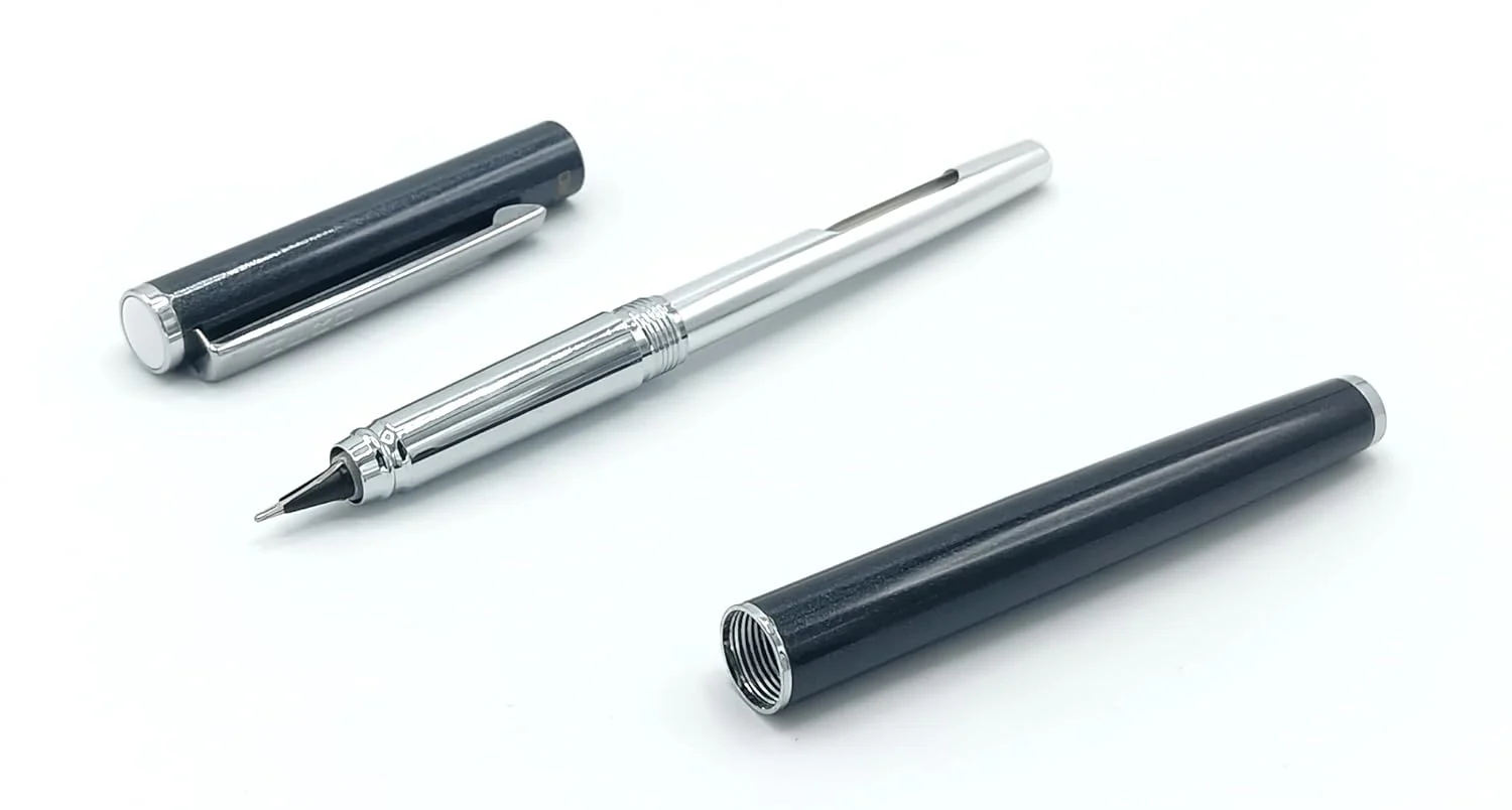 Hero 70 All-Rounder Metal Body Fountain Pen with Smooth 360-Degree Angle Nib – Fixed Converter and Chrome Trims (Black) - Image 3