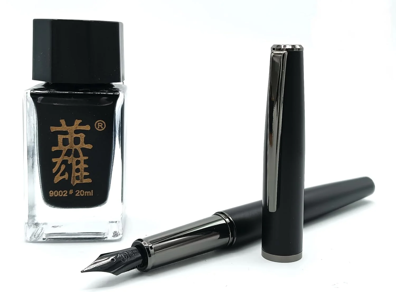 Hero 7066 Matte Black Fountain Pen Set with Extra Fine Nib – Includes Ink Bottle, Cartridges, Converter, and Premium Packaging for Smooth Writing [Silver Chrome] - Image 5