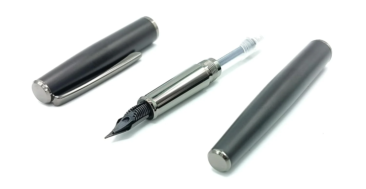 Hero 7066 Matte Black Fountain Pen Set with Extra Fine Nib – Includes Ink Bottle, Cartridges, Converter, and Premium Packaging for Smooth Writing [Silver Chrome] - Image 6