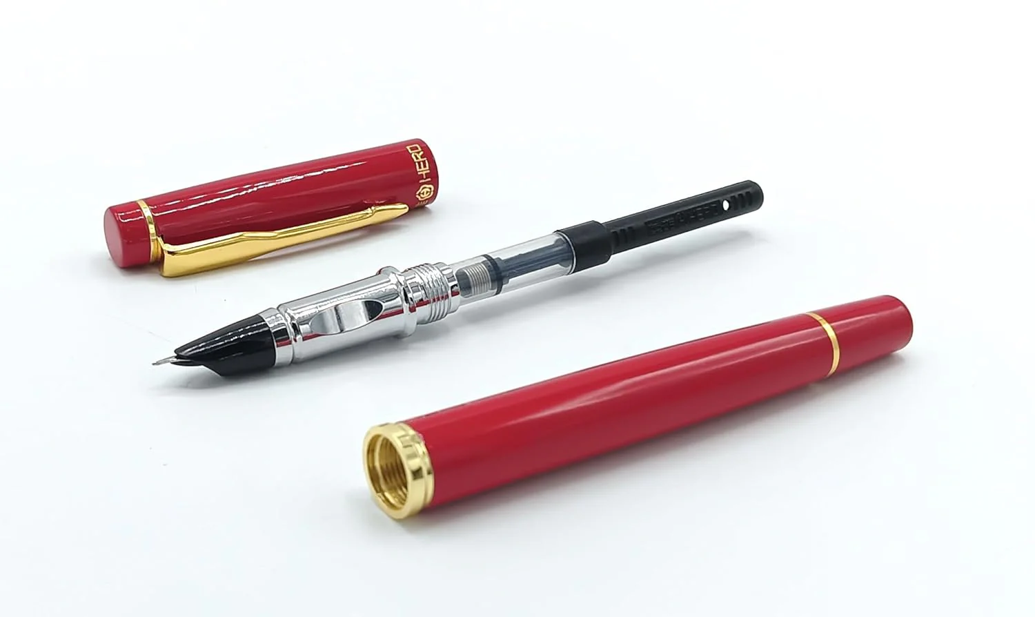 Hero 9320 Red Fountain Pen with 0.38mm Extra-Fine Nib and Gold Trims – Includes Ink Converter, Perfect for Office and Students - Image 5