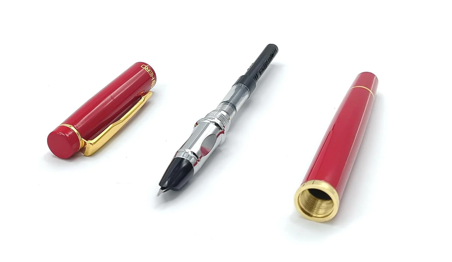 Hero 9320 Red Fountain Pen with 0.38mm Extra-Fine Nib and Gold Trims – Includes Ink Converter, Perfect for Office and Students - Image 6