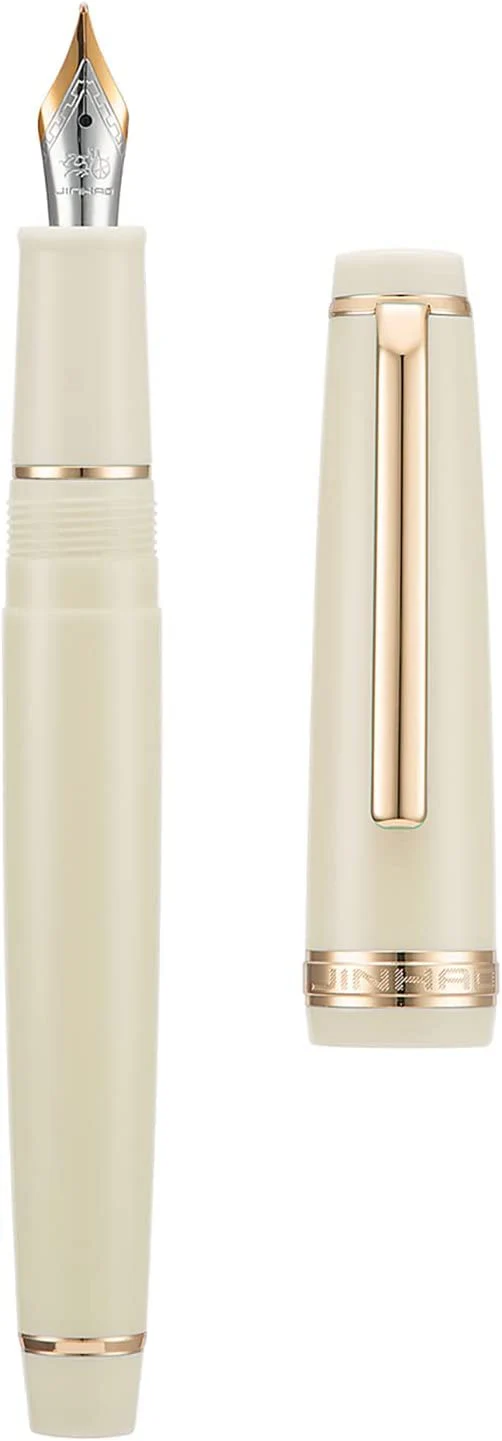 Jinhao 82 Fountain Pen with Gold Clip, Iridium Fine Nib & Ink Converter – White - Image 2