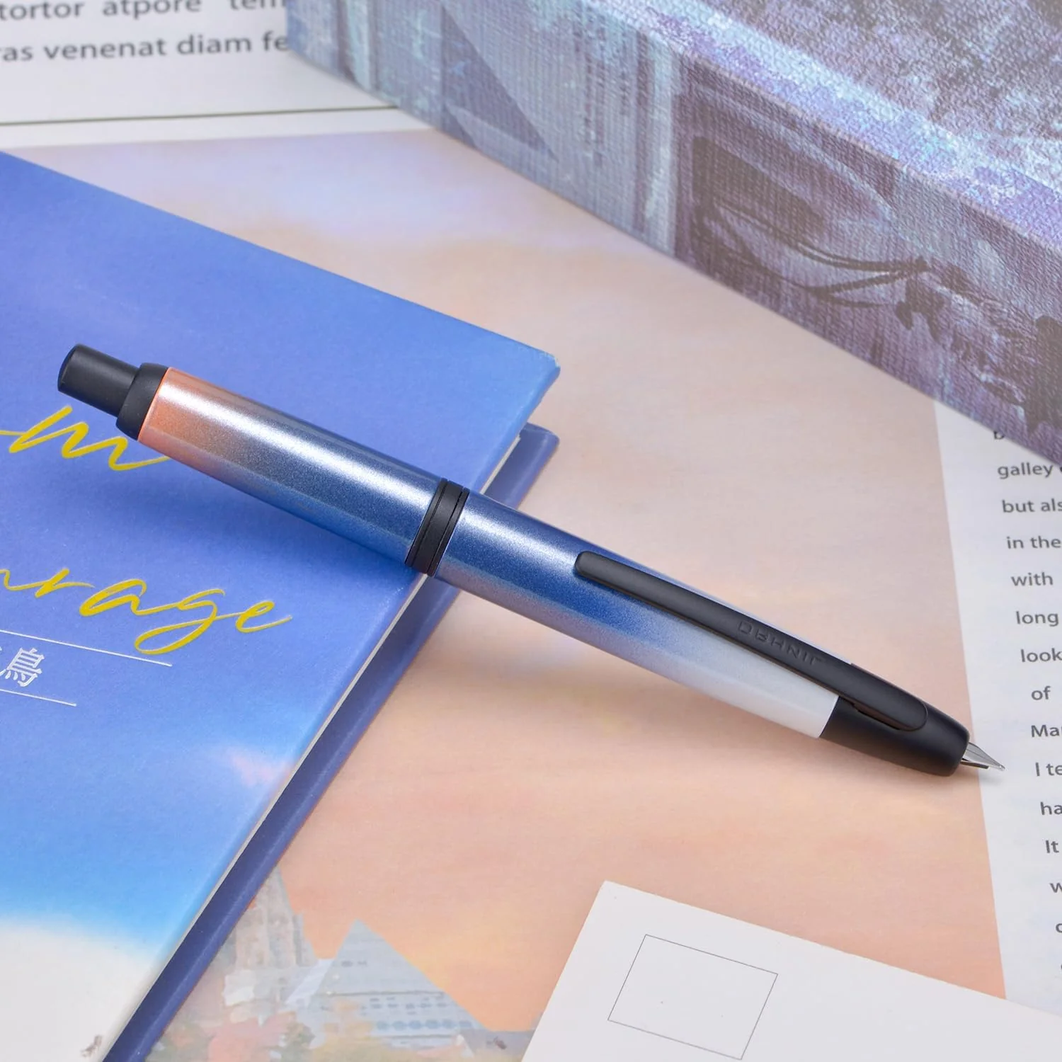 Jinhao 10 Capless Fountain Pen with Box – Matte Black, Sea Pine Green, Gradient Dark Blue, Retractable Fine Iridium Nib( Black Clip) Ink Converter Set - Image 3