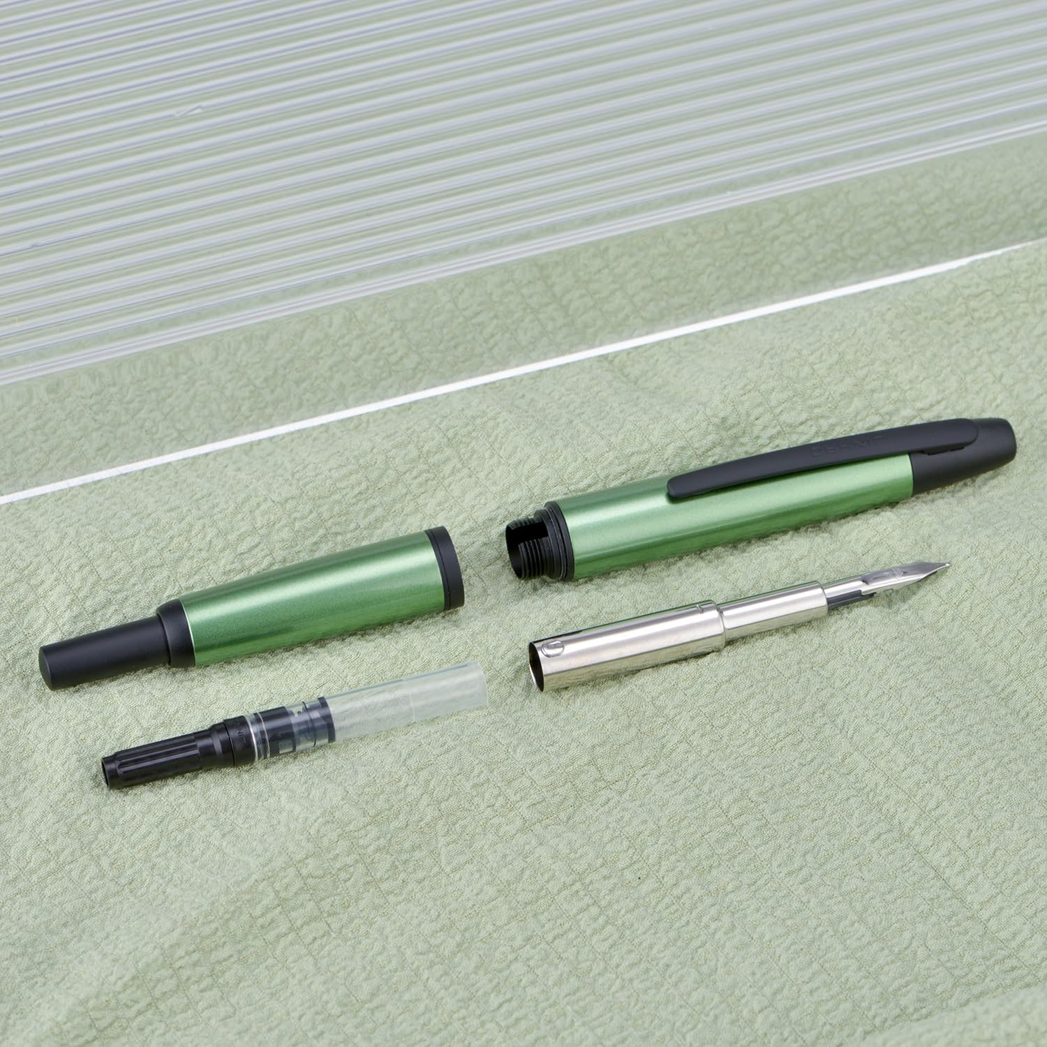 Jinhao 10 Capless Fountain Pen with Box – Matte Black, Sea Pine Green, Gradient Dark Blue, Retractable Fine Iridium Nib( Black Clip) Ink Converter Set - Image 8