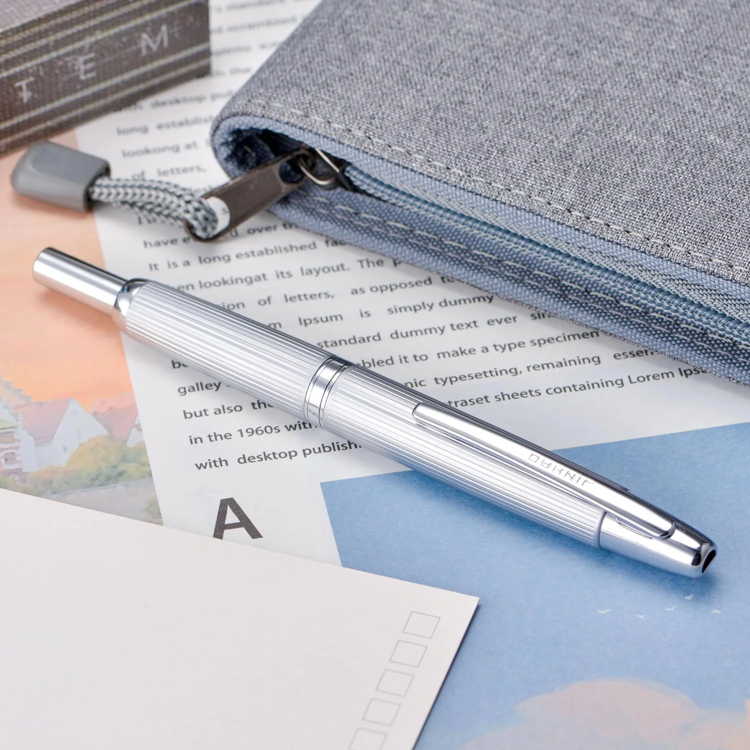 Jinhao 10 Capless Fountain Pen with Box, Retractable Fine Nib with Converter Set, Clip Version, Metal Body - Image 2