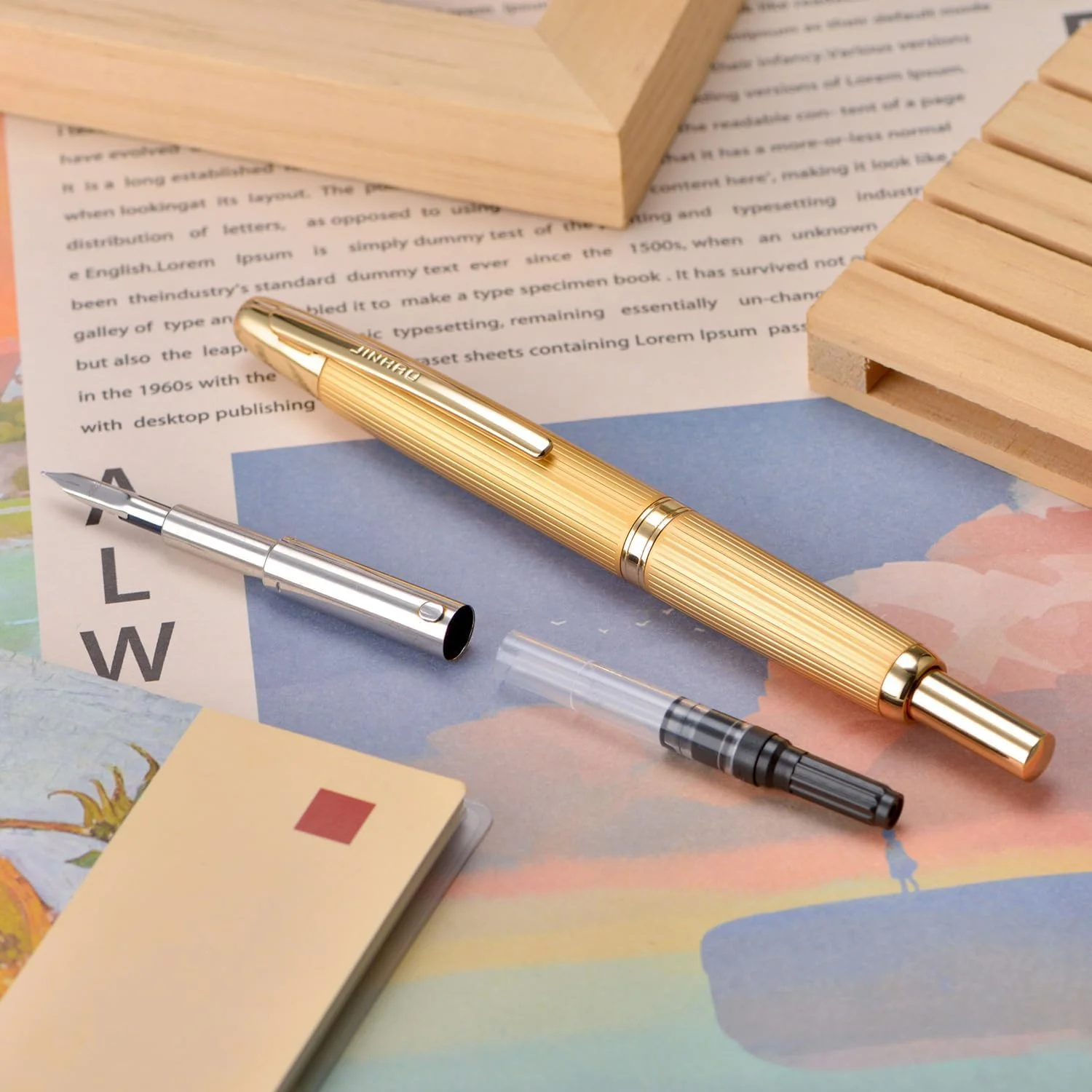 Jinhao 10 Capless Fountain Pen with Box, Retractable Fine Nib with Converter Set, Clip Version, Metal Body - Image 4
