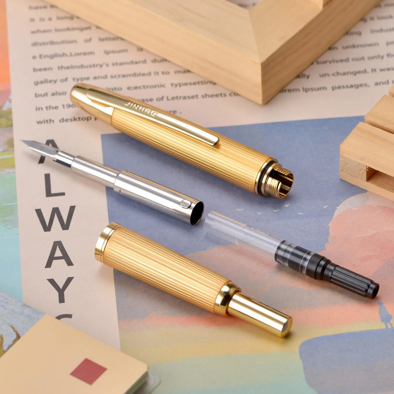 Jinhao 10 Capless Fountain Pen with Box, Retractable Fine Nib with Converter Set, Clip Version, Metal Body - Image 5