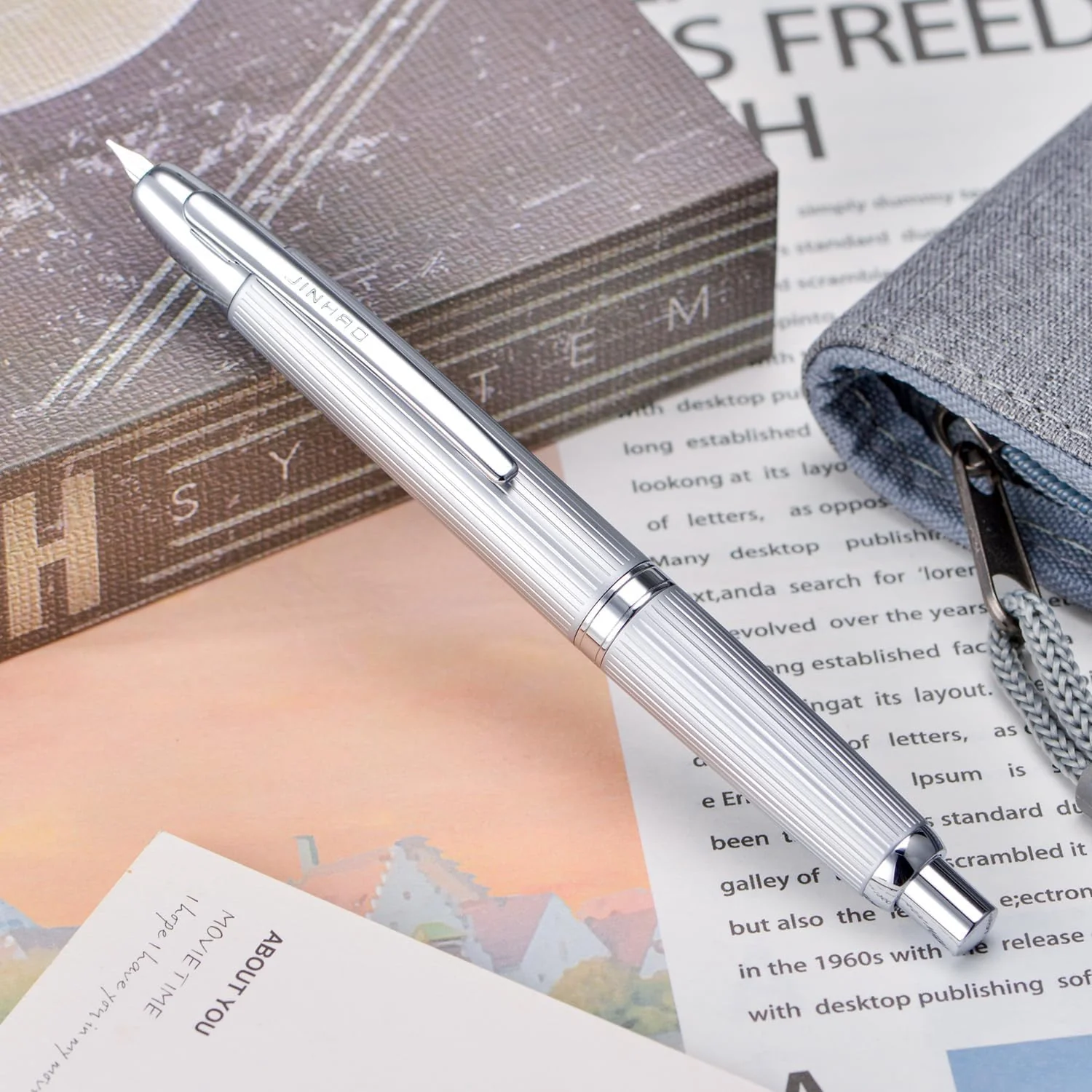 Jinhao 10 Capless Fountain Pen with Box, Retractable Fine Nib with Converter Set, Clip Version, Metal Body - Image 7