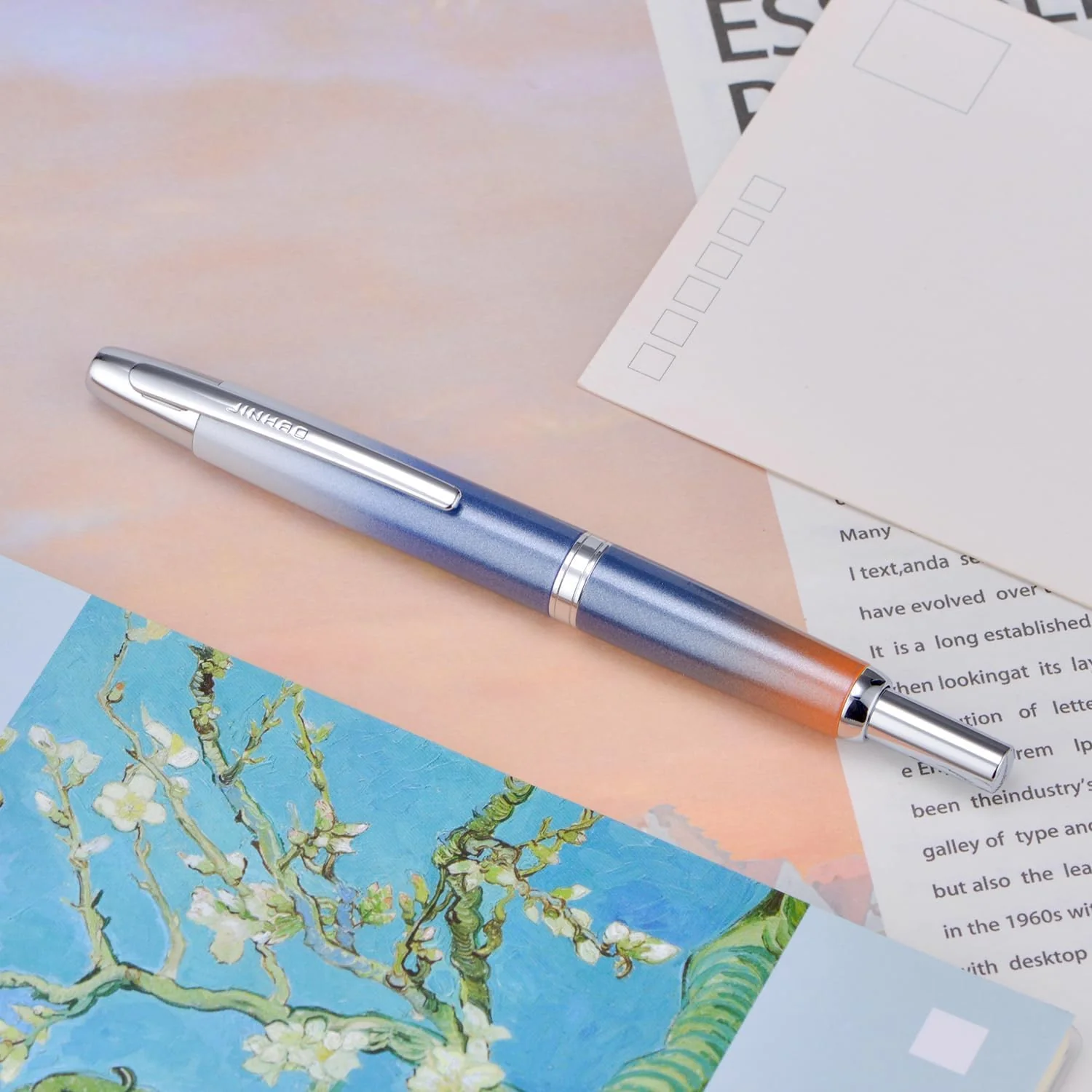 Jinhao 10 Capless Fountain Pen with Box, Retractable Fine Nib with Converter Set, Metal Body, Silver Clip Version - Image 10