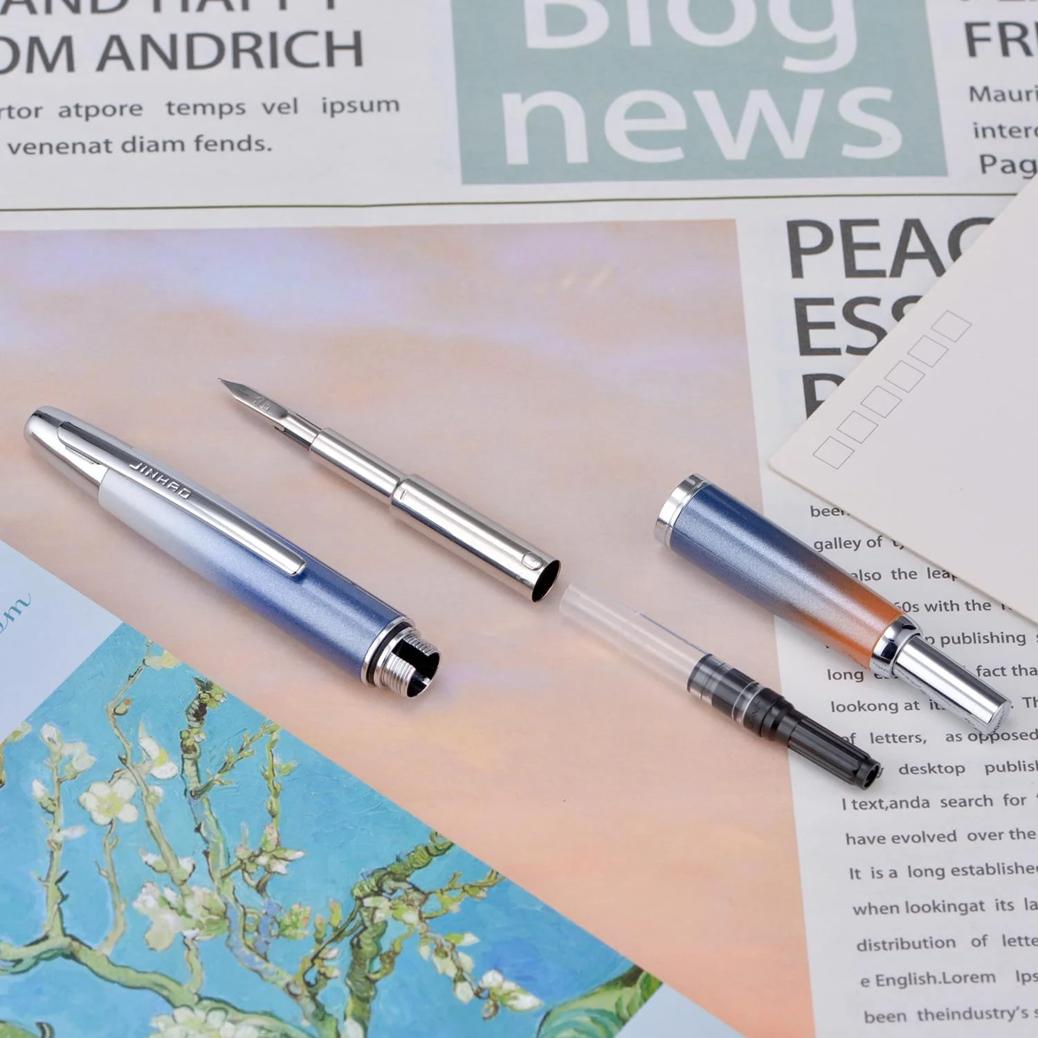 Jinhao 10 Capless Fountain Pen with Box, Retractable Fine Nib with Converter Set, Metal Body, Silver Clip Version - Image 11