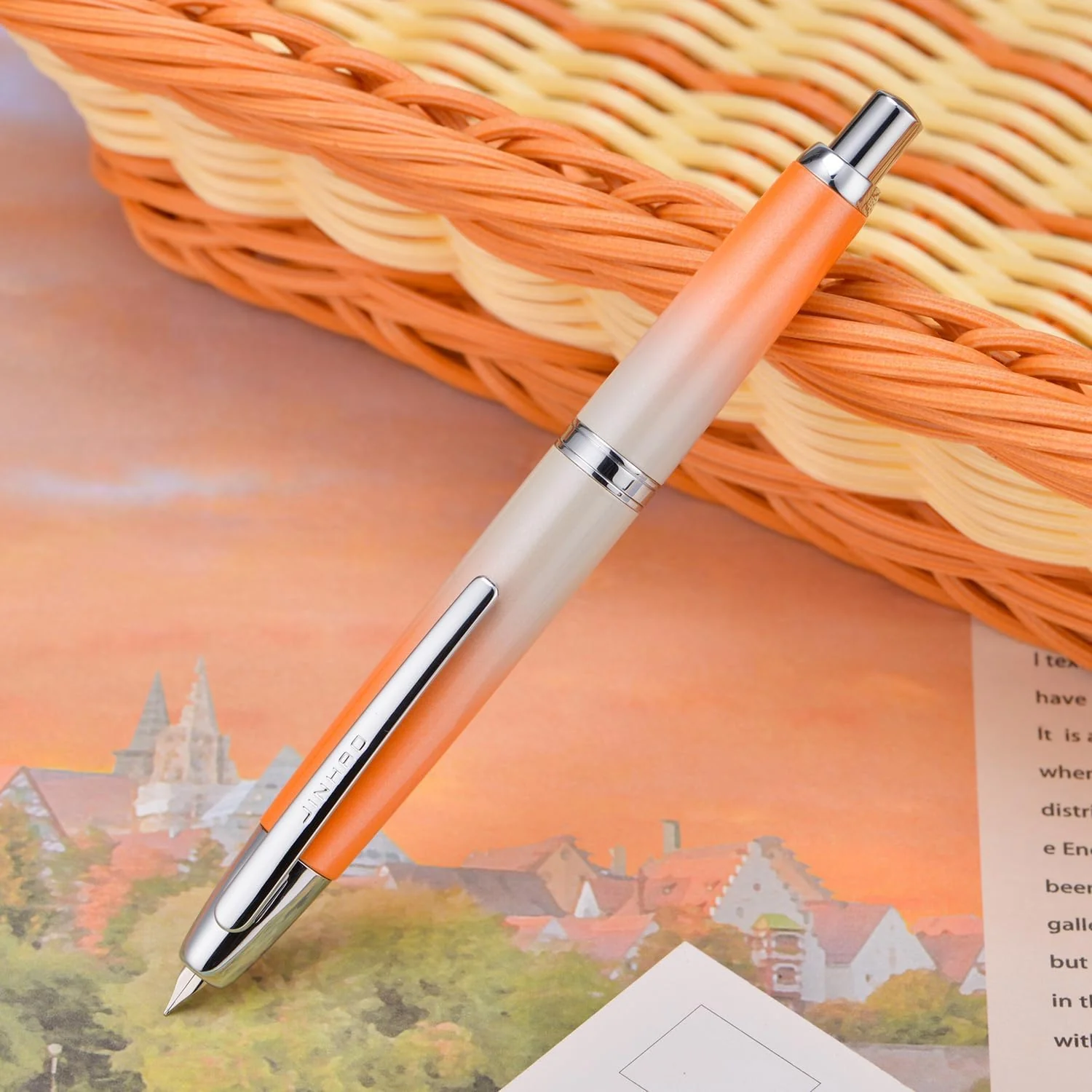 Jinhao 10 Capless Fountain Pen with Box, Retractable Fine Nib with Converter Set, Metal Body, Silver Clip Version - Image 12
