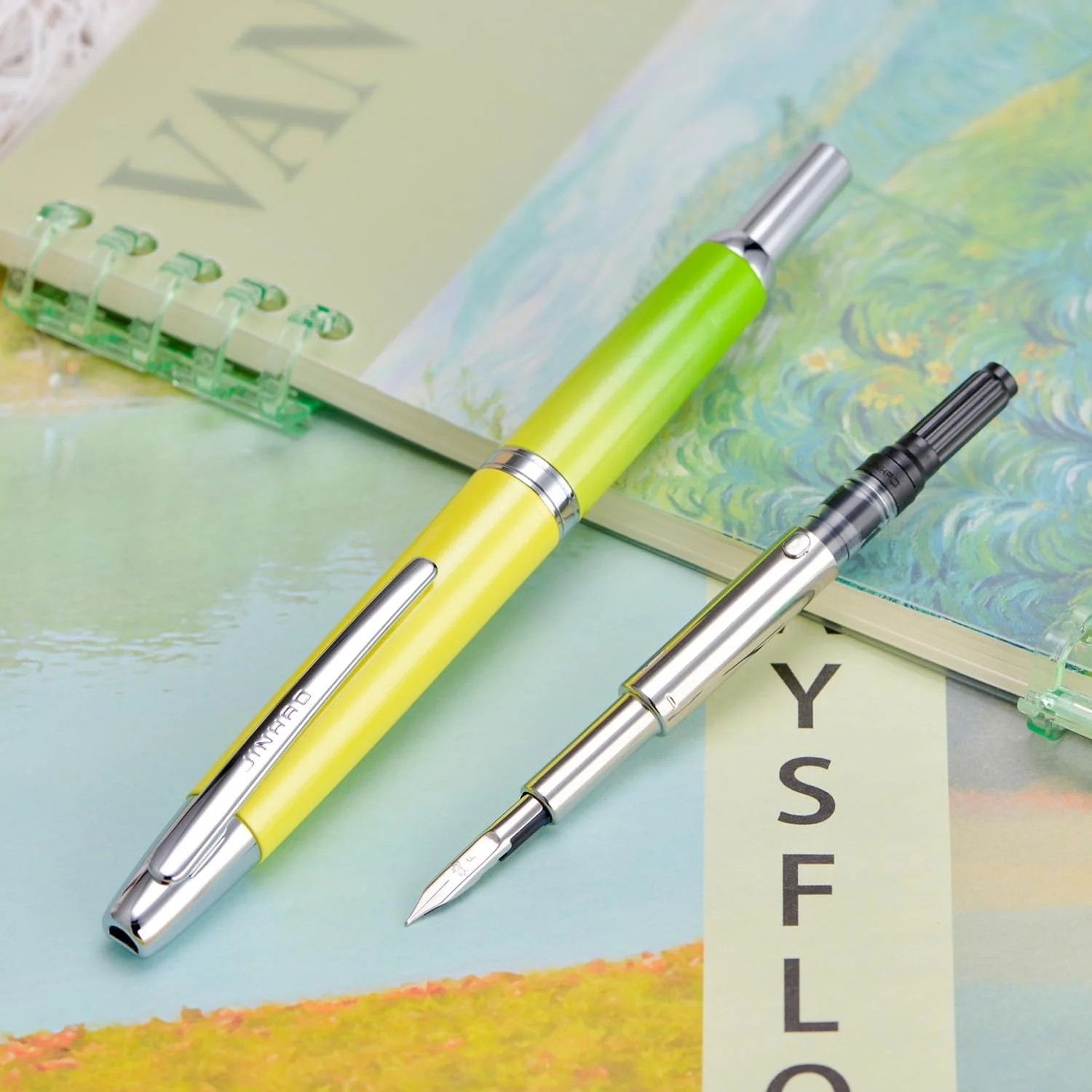 Jinhao 10 Capless Fountain Pen with Box, Retractable Fine Nib with Converter Set, Metal Body, Silver Clip Version - Image 18